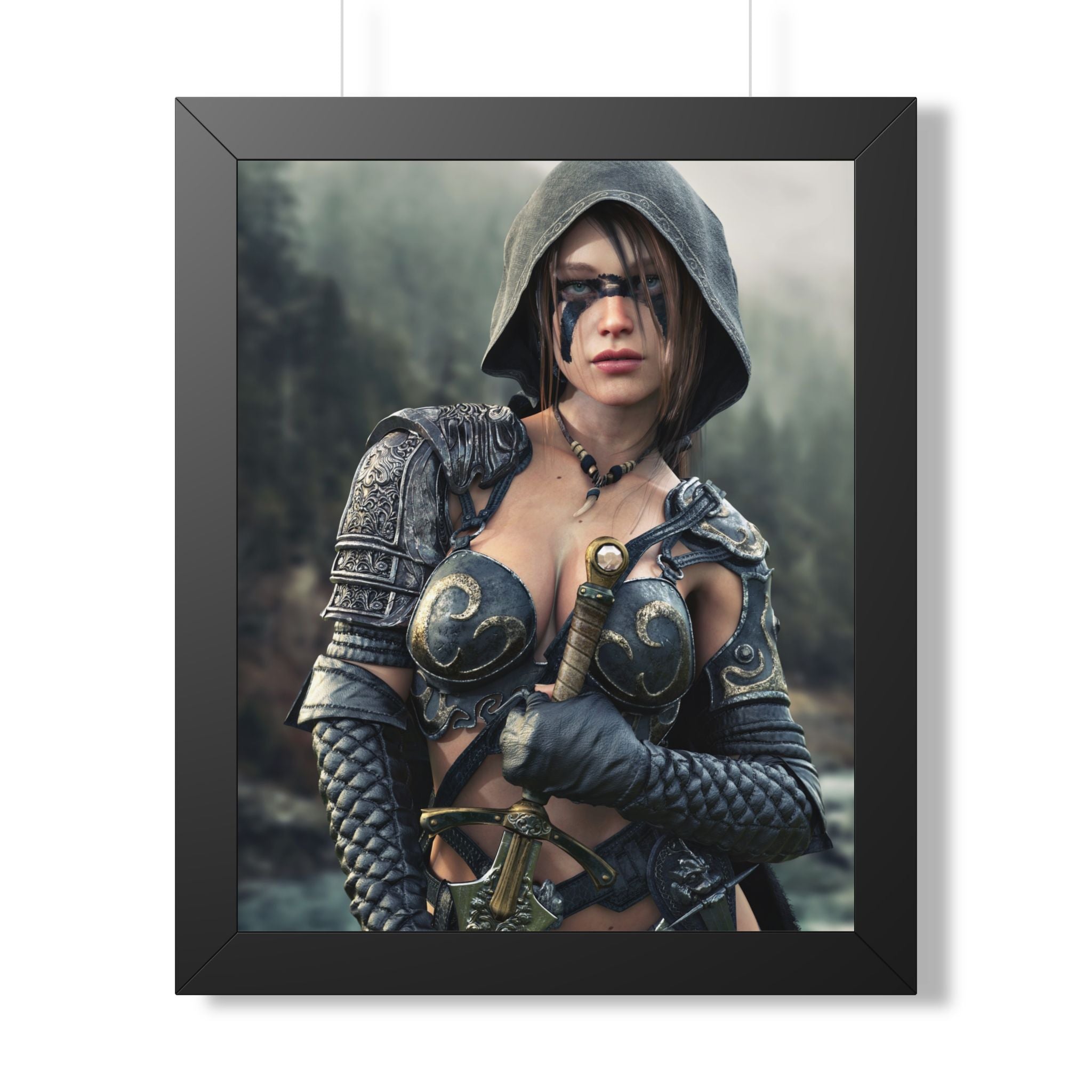 Fantasy Ranger Warrior Framed Poster — Female Armored Rogue Wall Art