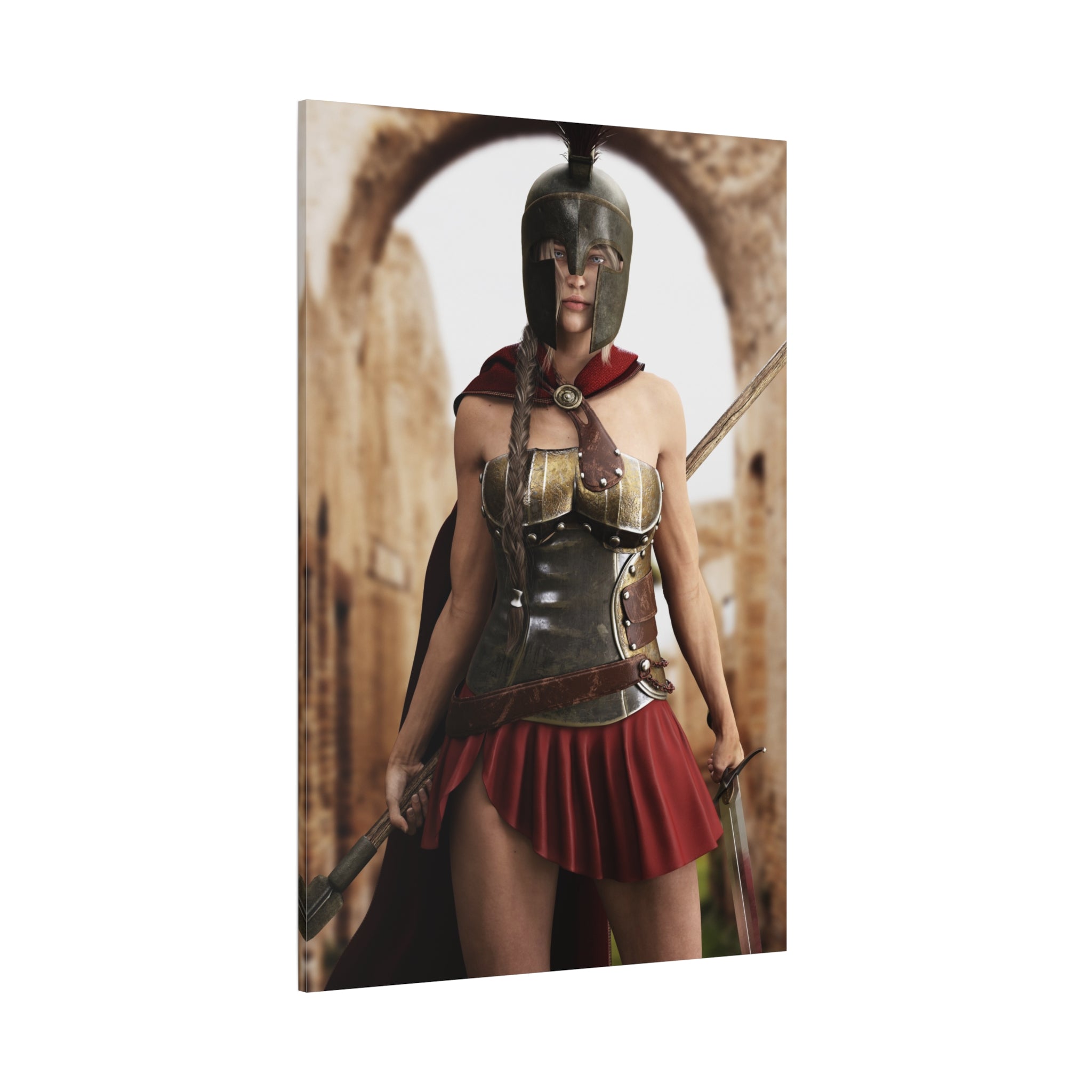 Spartan Female Warrior Canvas Wall Art