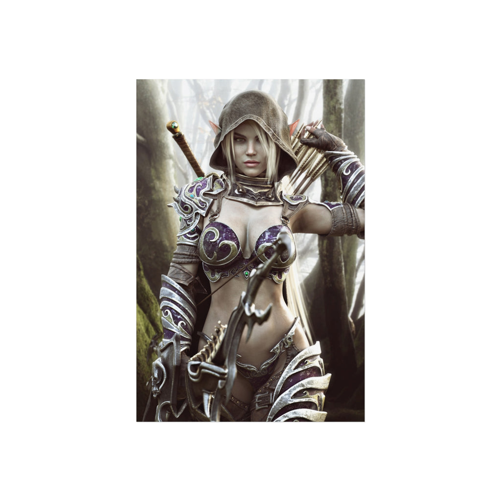 Fantasy Archer Warrior Fine Art Poster — Female Ranger Wall Art for Gamers & RPG Fans - No AI - Human created illustration art