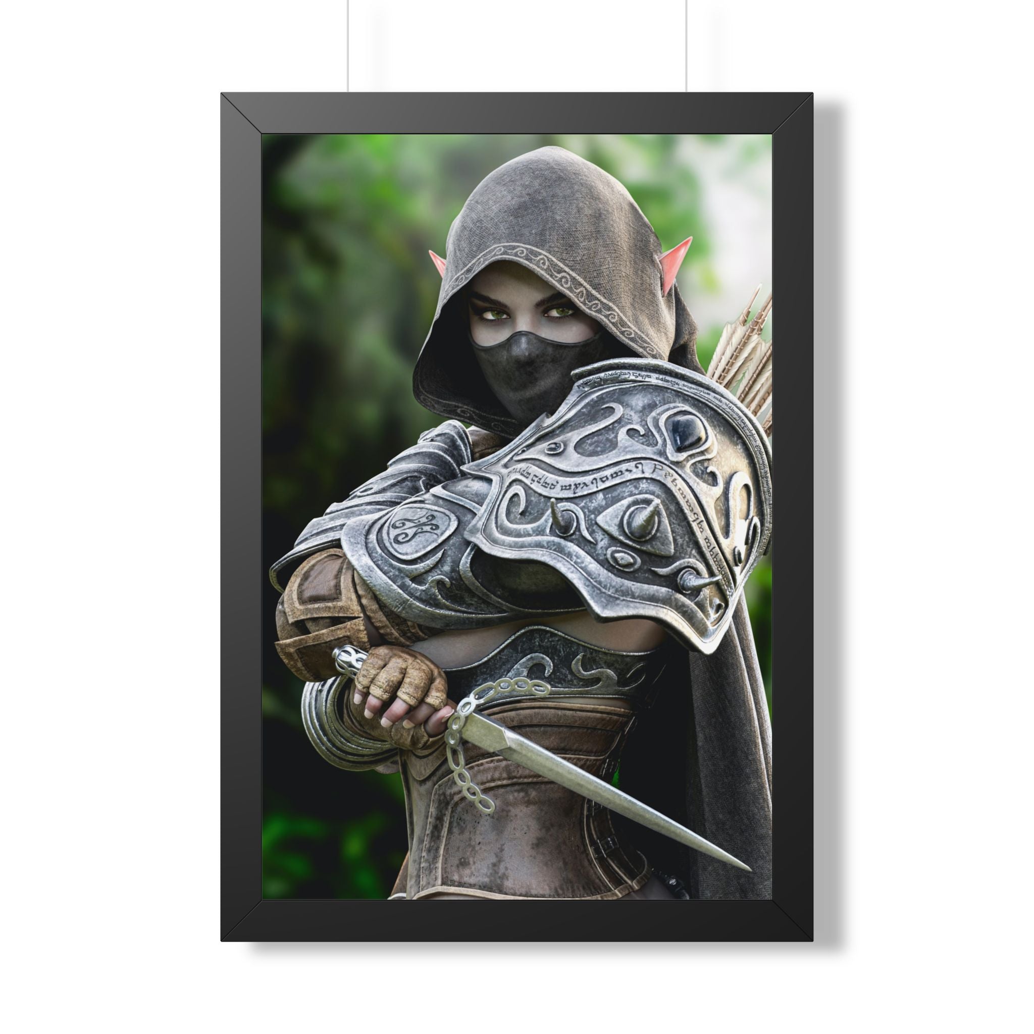 Framed Poster — Fantasy Dark Elf Archer Drow Wall Art
