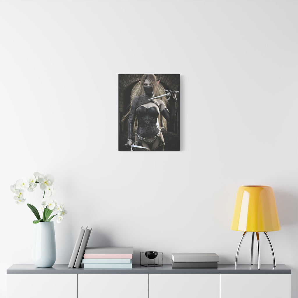 Dark Elf Assassin Canvas Wall Art | Fantasy Rogue Elf Artwork