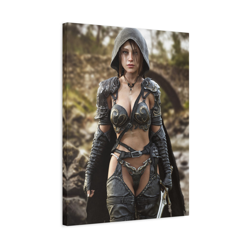 Fantasy Warrior Woman Matte Canvas Print - No AI- Human created illustration art