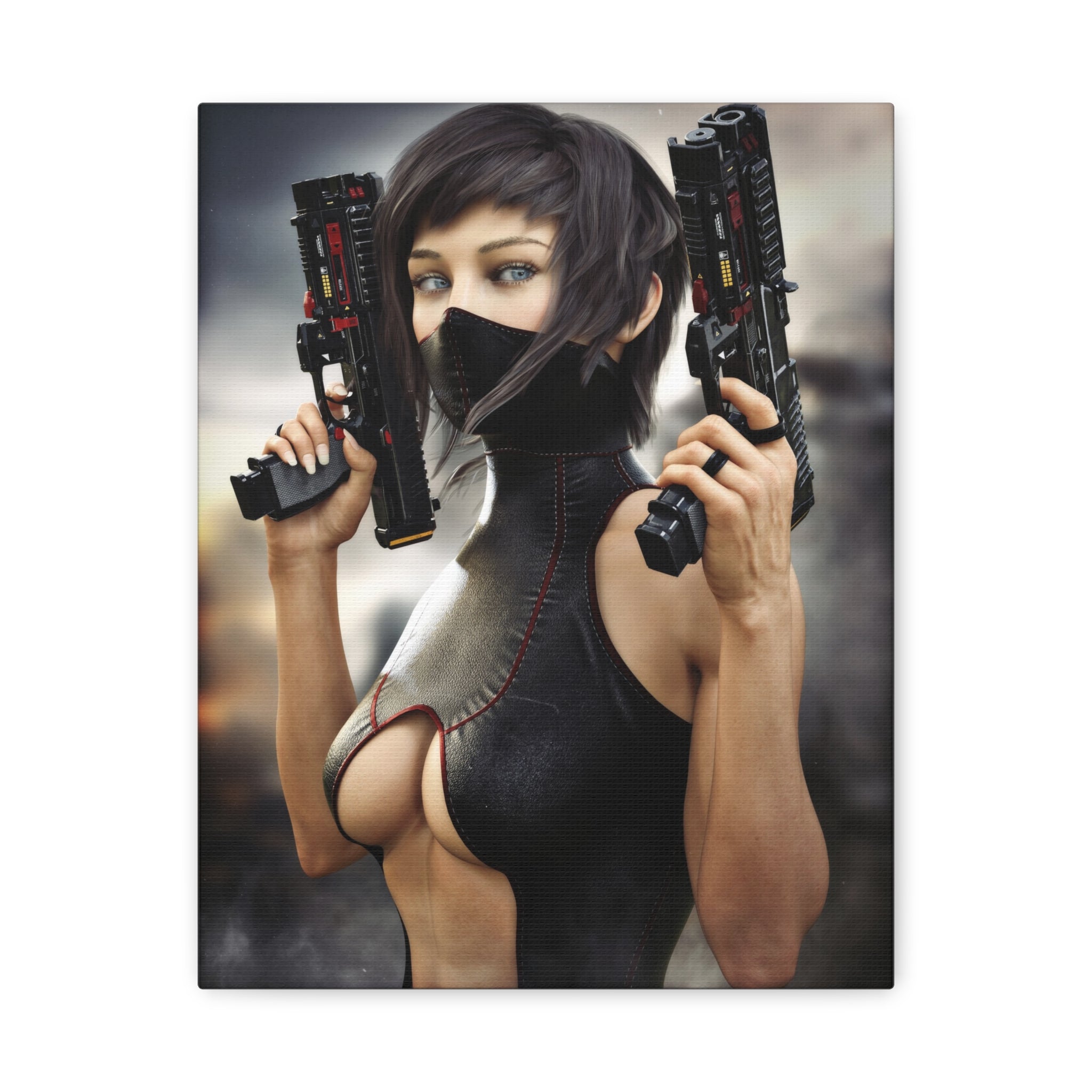 Futuristic Assassin Matte Canvas Wall Art - No Ai- Human created illustration art