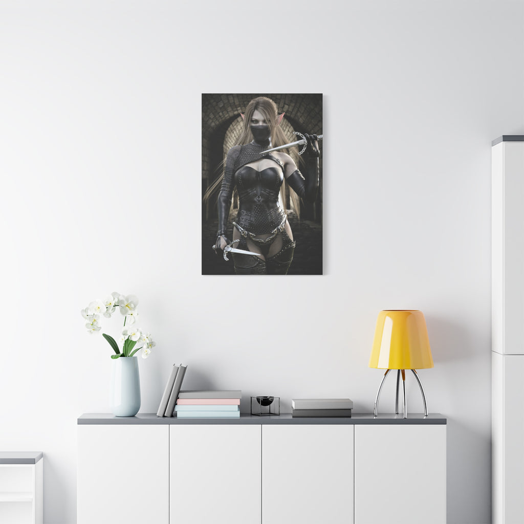 Dark Elf Assassin Canvas Wall Art | Fantasy Rogue Elf Artwork