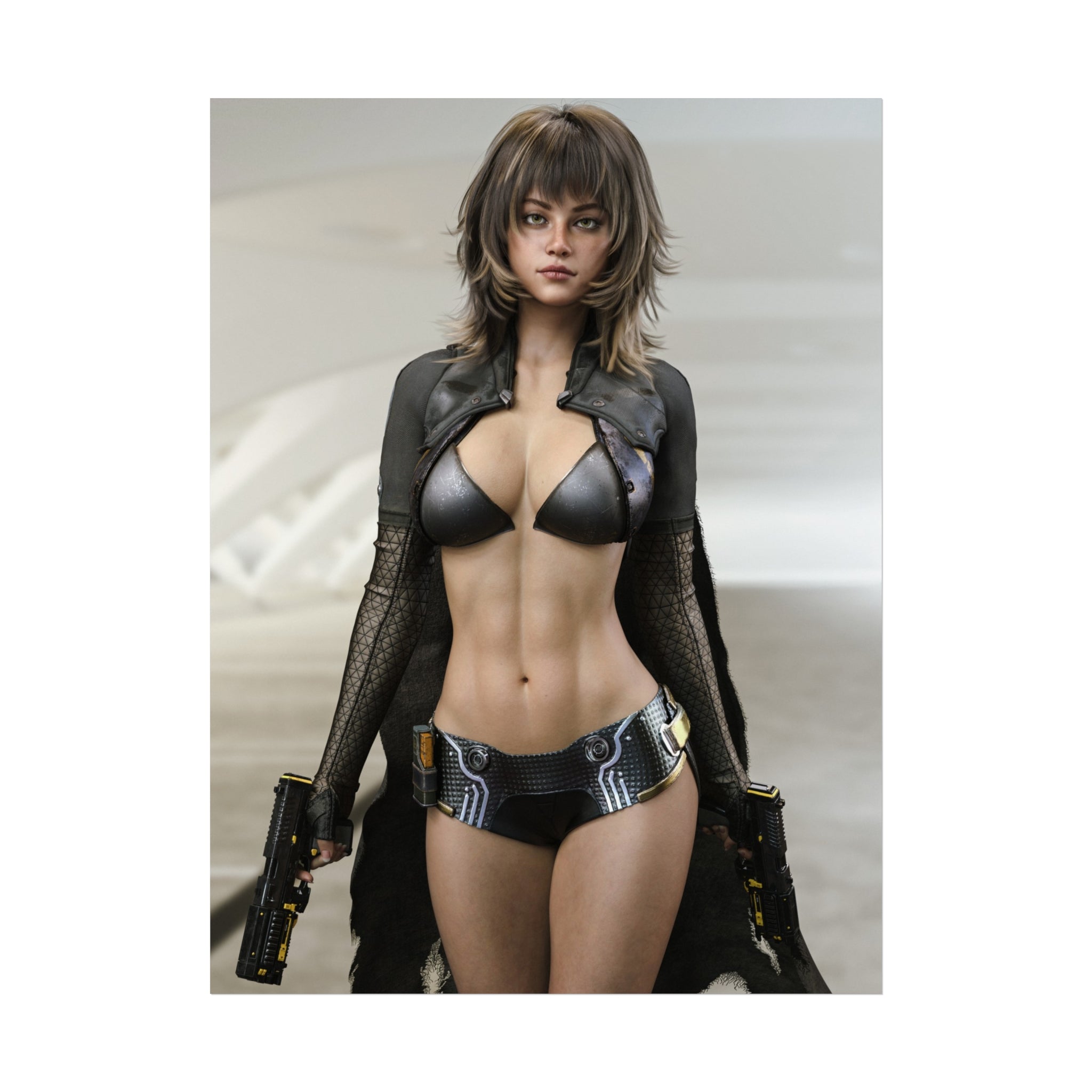 Sci‑Fi Warrior Fine Art Poster - No AI - Human created illustration art
