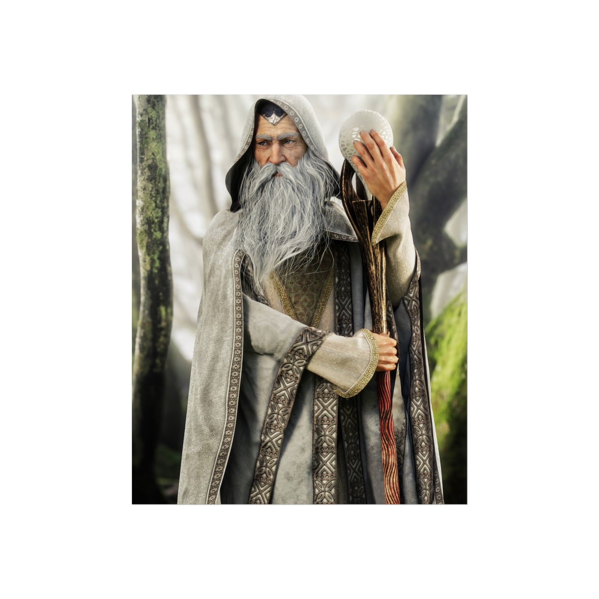 Wizard Fine Art Poster — Mystical Forest Sorcerer Wall Art Print