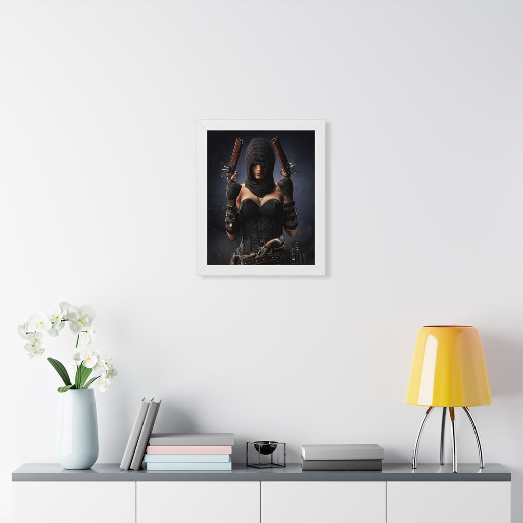 Framed Poster — Dark Rogue Pirate Assassin Art Print (Vertical) - No AI -Human created illustration art