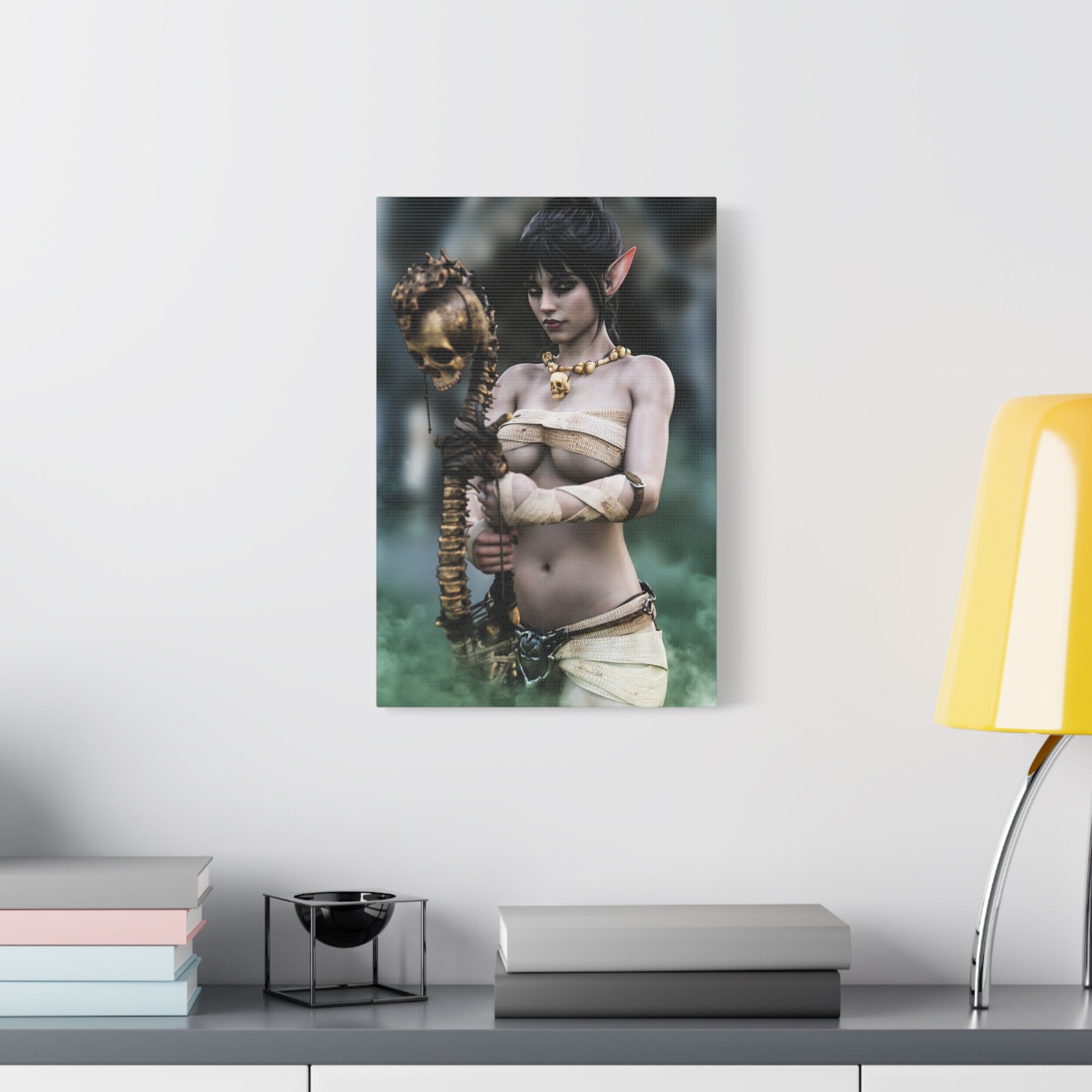 Dark Elf Necromancer Canvas Wall Art | Gothic Fantasy Sorceress Artwork