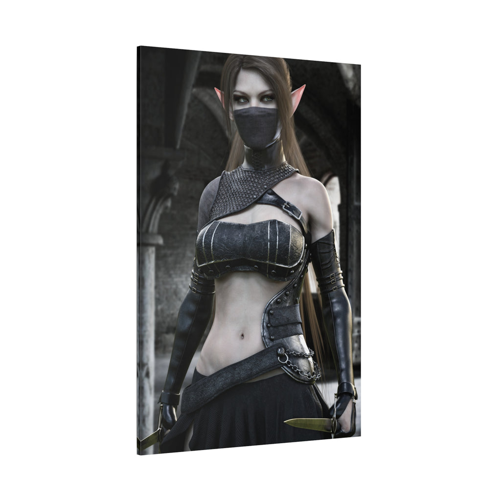 Fantasy Elven Rogue Matte Canvas Print — Stretched 1.25" - No AI- Human created illustration art