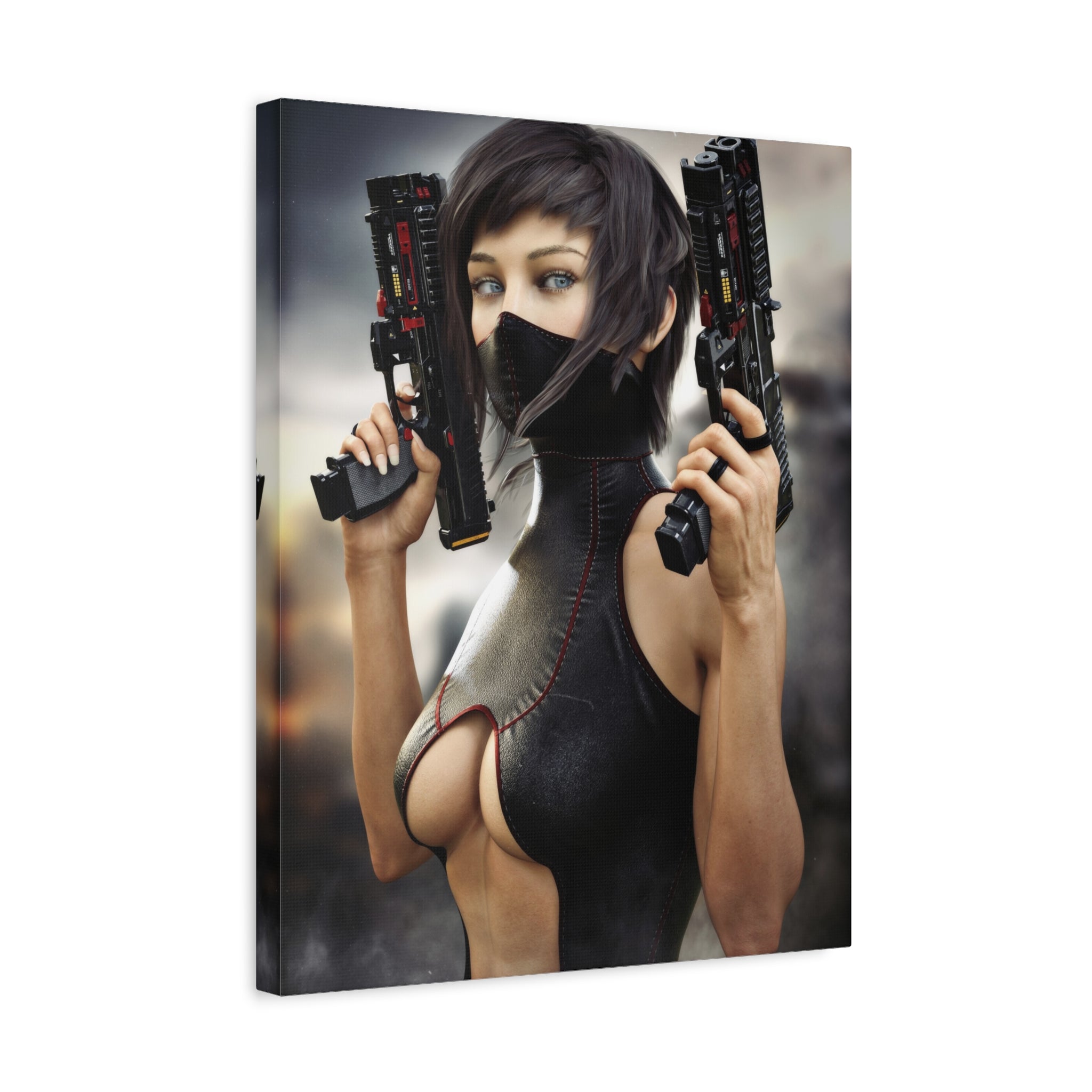 Futuristic Assassin Matte Canvas Wall Art - No Ai- Human created illustration art