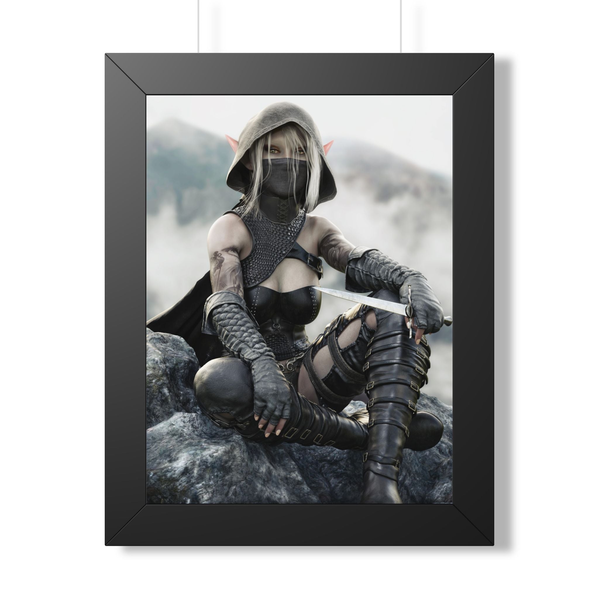 Framed Poster — Fantasy Rogue Assassin Art Print- No AI - Human created illustration art