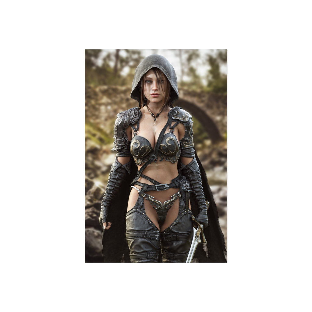 Fantasy Female Ranger Wall Art | Epic Hooded Warrior Fine Art Print - No Ai - Human created illustration art