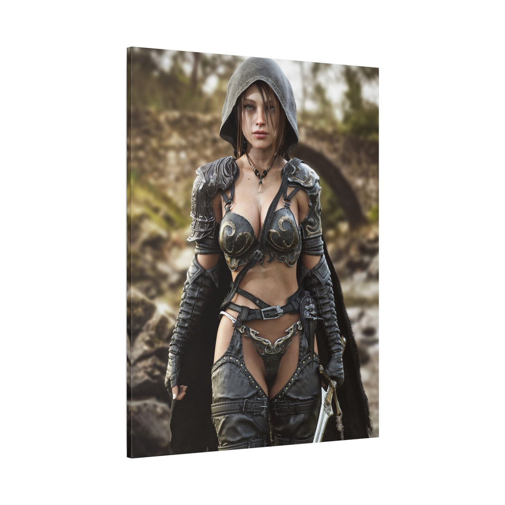 Fantasy Warrior Woman Matte Canvas Print - No AI- Human created illustration art