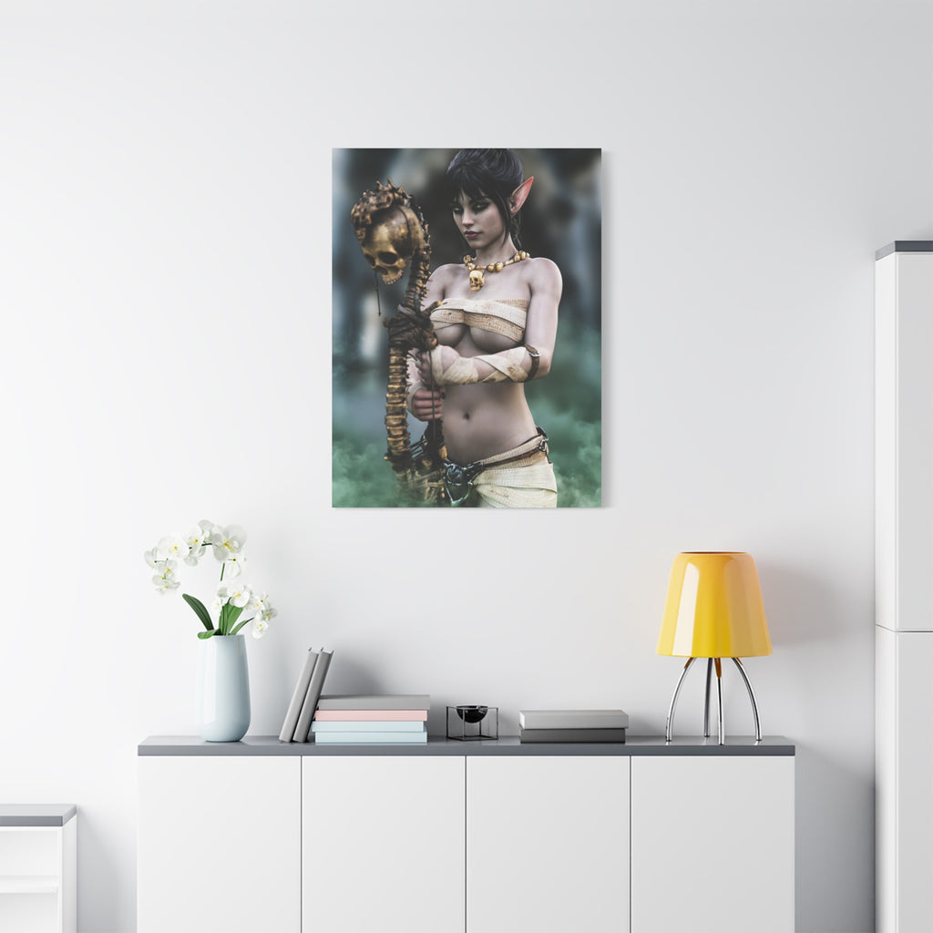 Dark Elf Necromancer Canvas Wall Art | Gothic Fantasy Sorceress Artwork