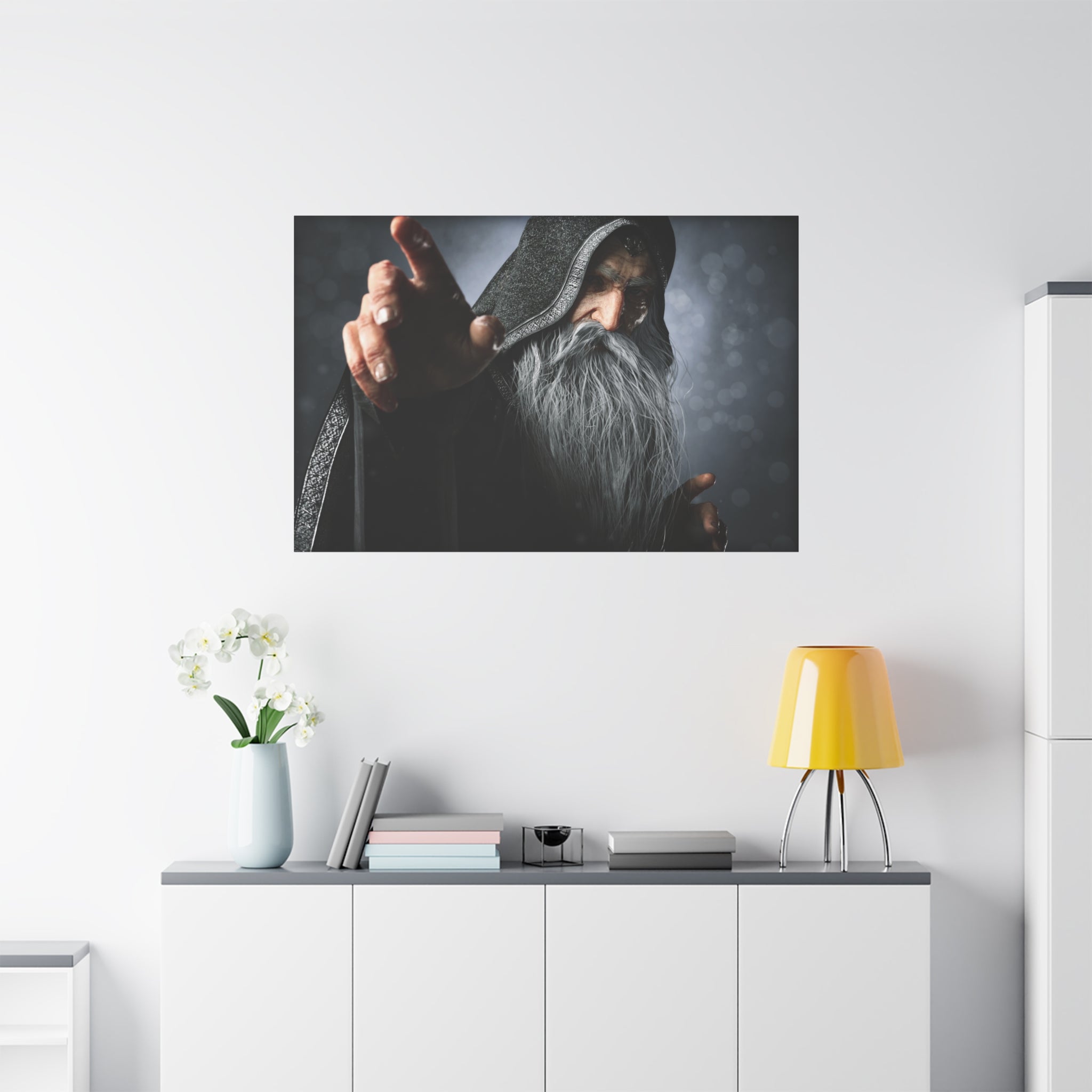 Mystic Wizard Portrait Canvas — Stretched Matte Wall Art - No AI - Human created illustration art