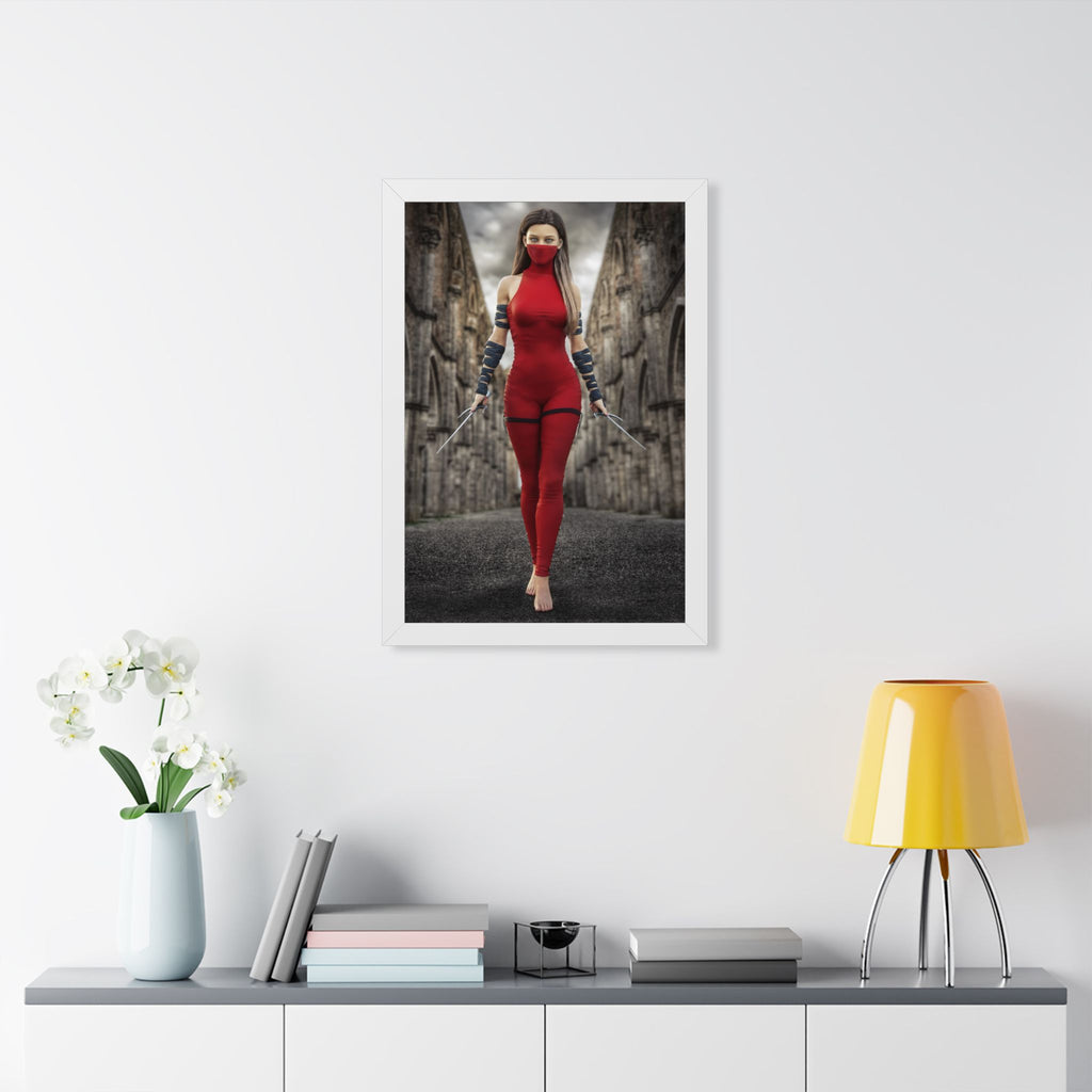 Red Assassin Framed Wall Art | Fantasy Female Rogue & Ninja Artwork