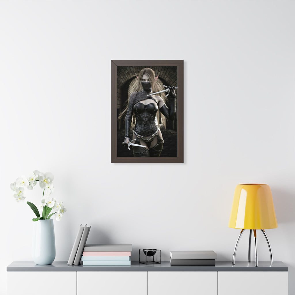 Dark Elf Assassin Framed Wall Art | Fantasy Rogue Art Print