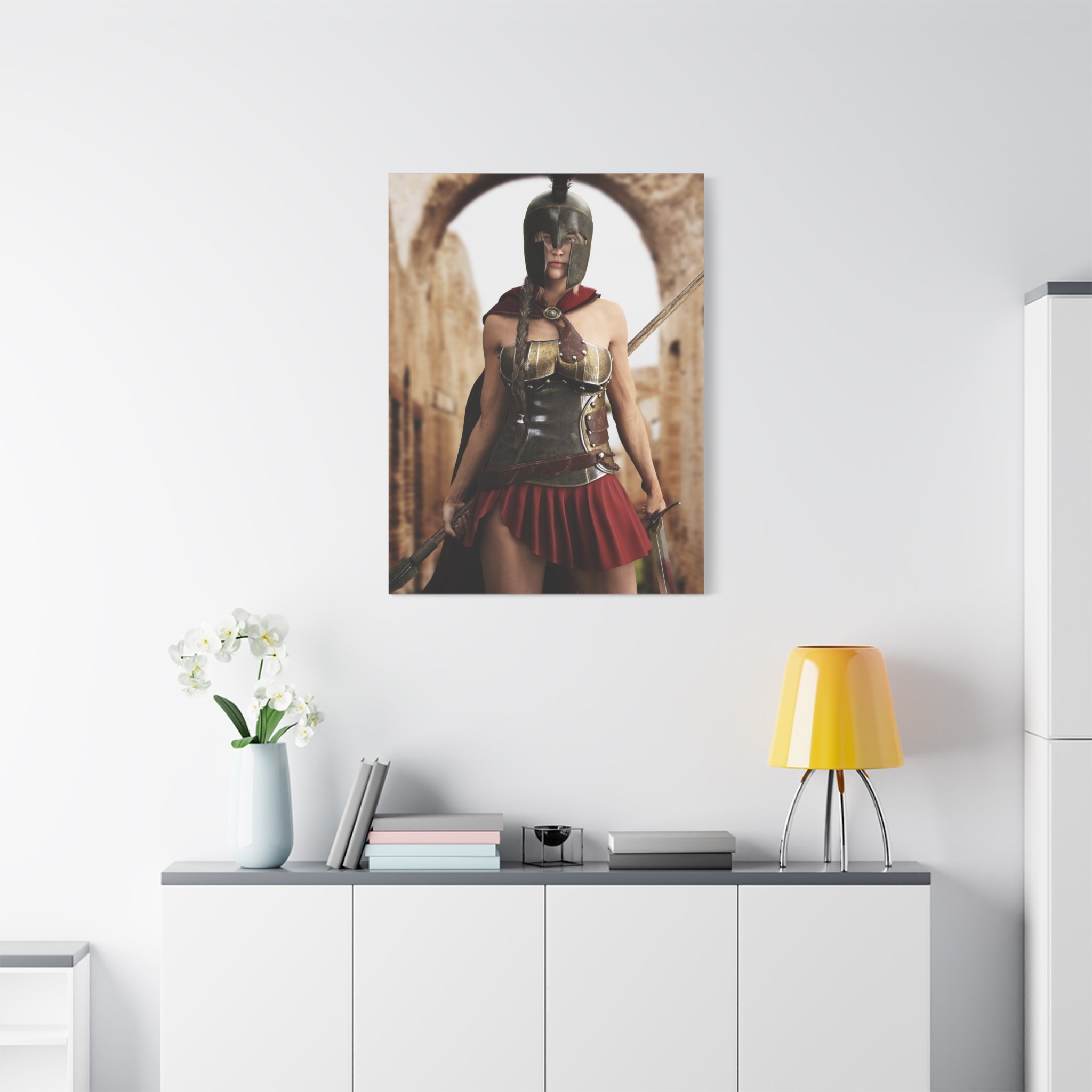 Spartan Female Warrior Canvas Wall Art