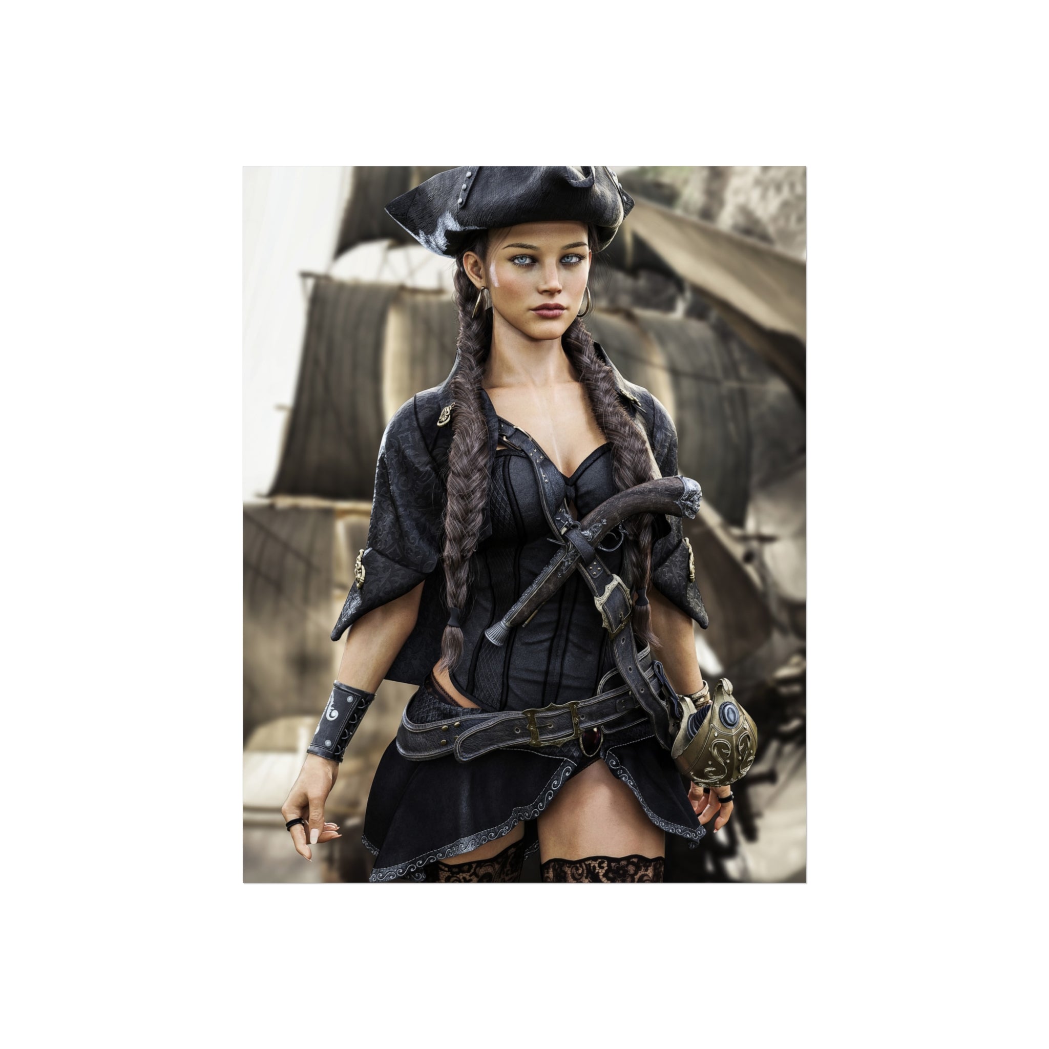 Pirate Captain Fine Art Poster – Gothic Nautical Wall Art - No AI - Human created illustration art