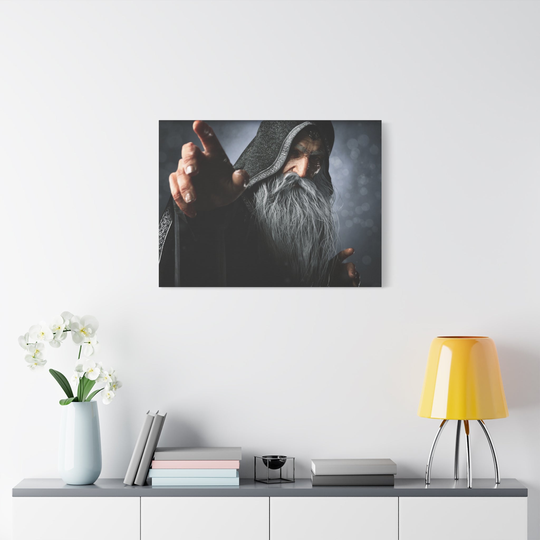 Mystic Wizard Portrait Canvas — Stretched Matte Wall Art - No AI - Human created illustration art