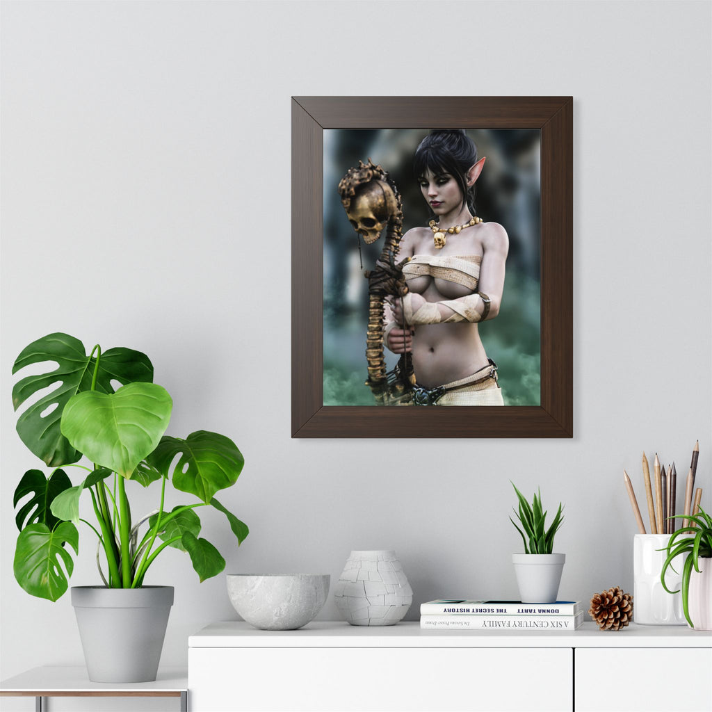 Dark Elf Necromancer Wall Art – Hand-Crafted Fantasy Illustration