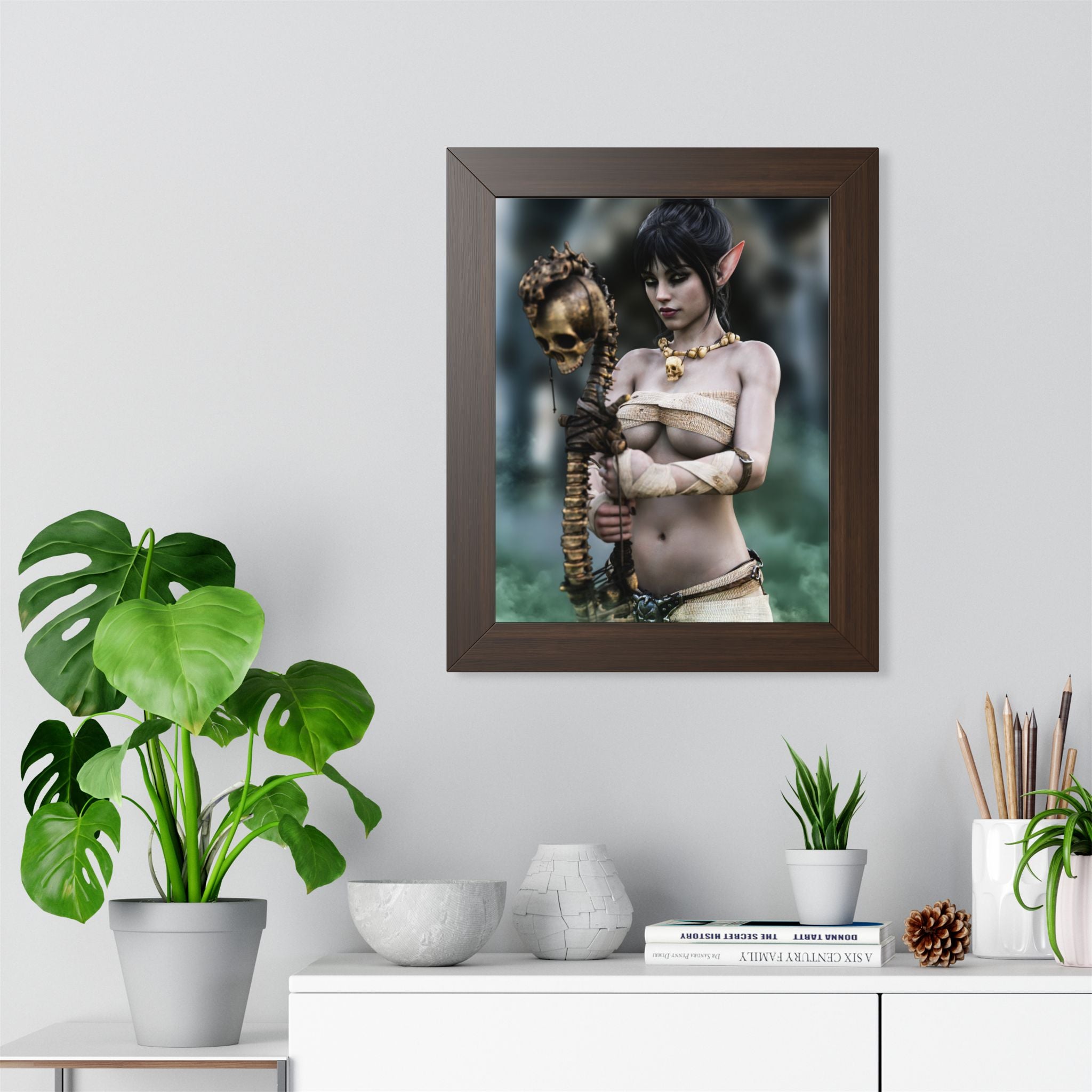 Dark Elf Necromancer Wall Art – Hand-Crafted Fantasy Illustration