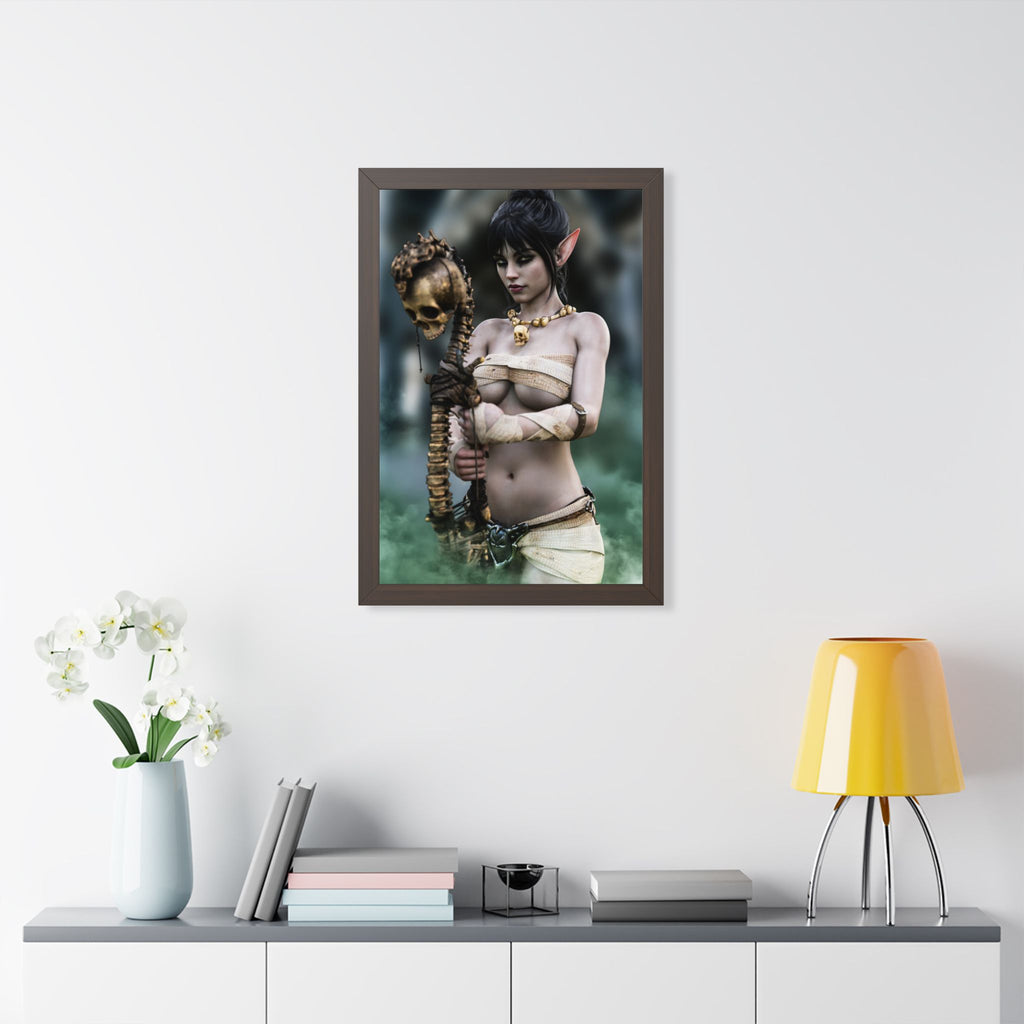 Dark Elf Necromancer Wall Art – Hand-Crafted Fantasy Illustration