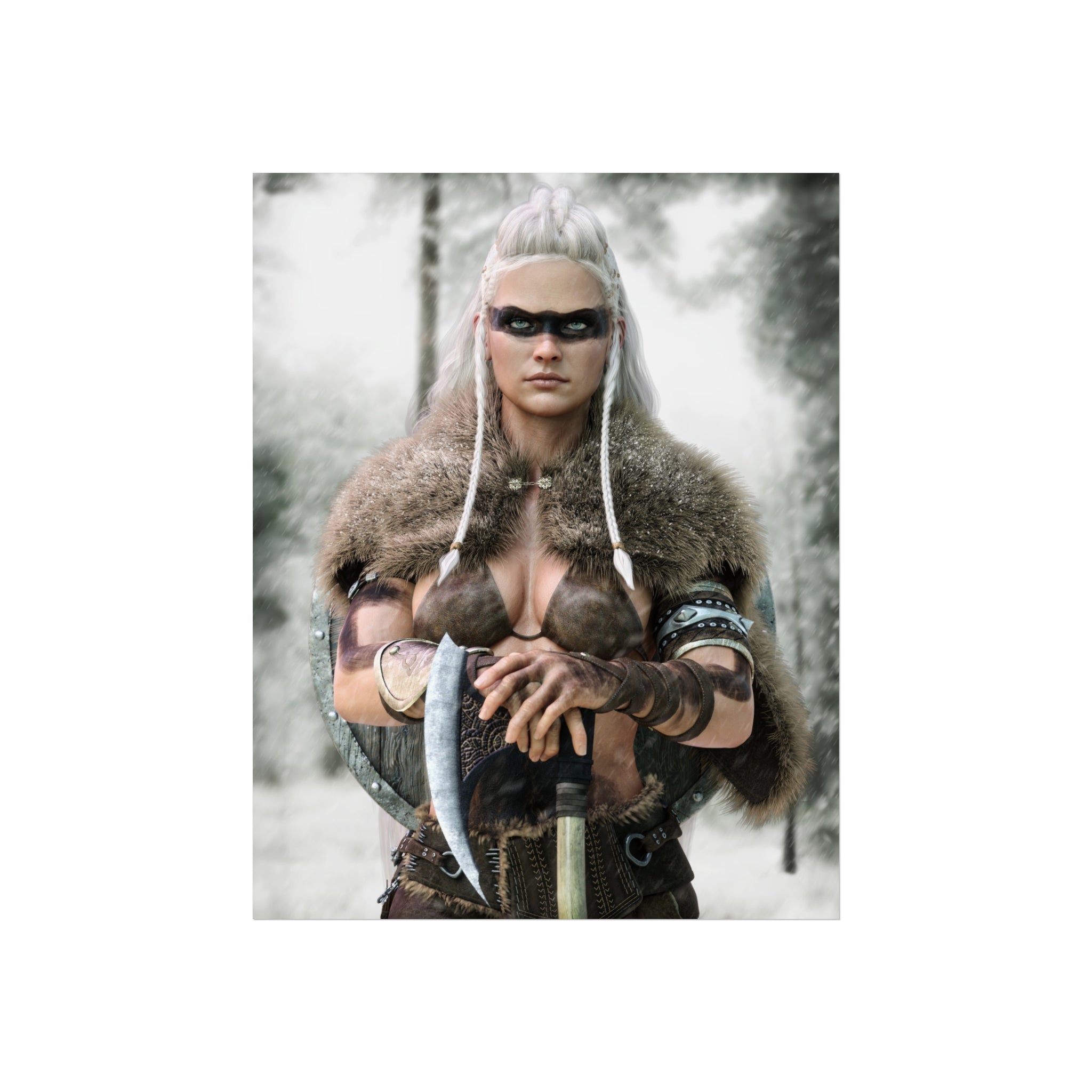 Viking Shieldmaiden Fine Art Poster — Nordic Warrior Wall Art- No AI - Human created illustration art