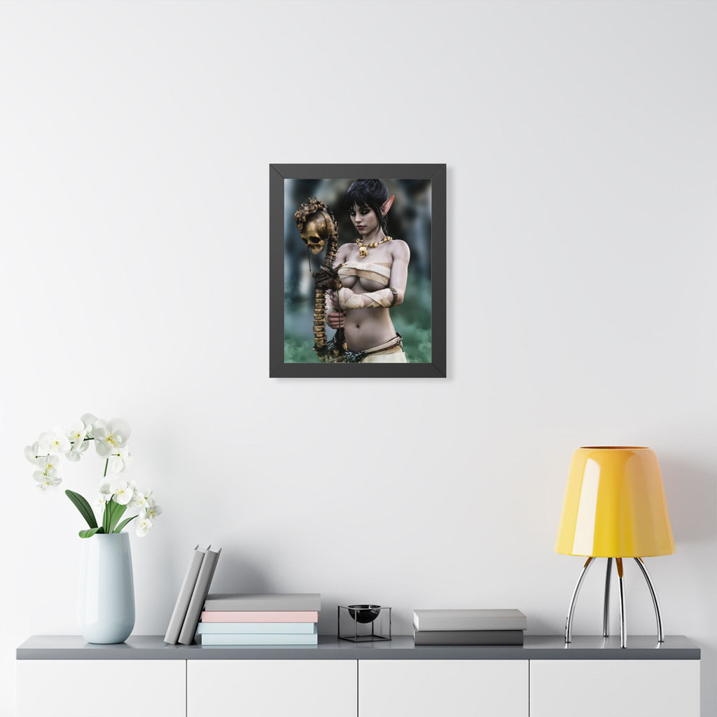 Dark Elf Necromancer Wall Art – Hand-Crafted Fantasy Illustration