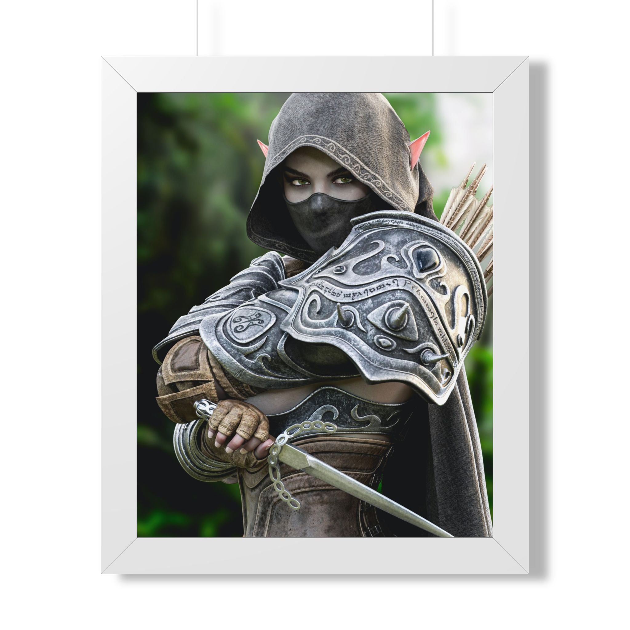 Framed Poster — Fantasy Dark Elf Archer Drow Wall Art