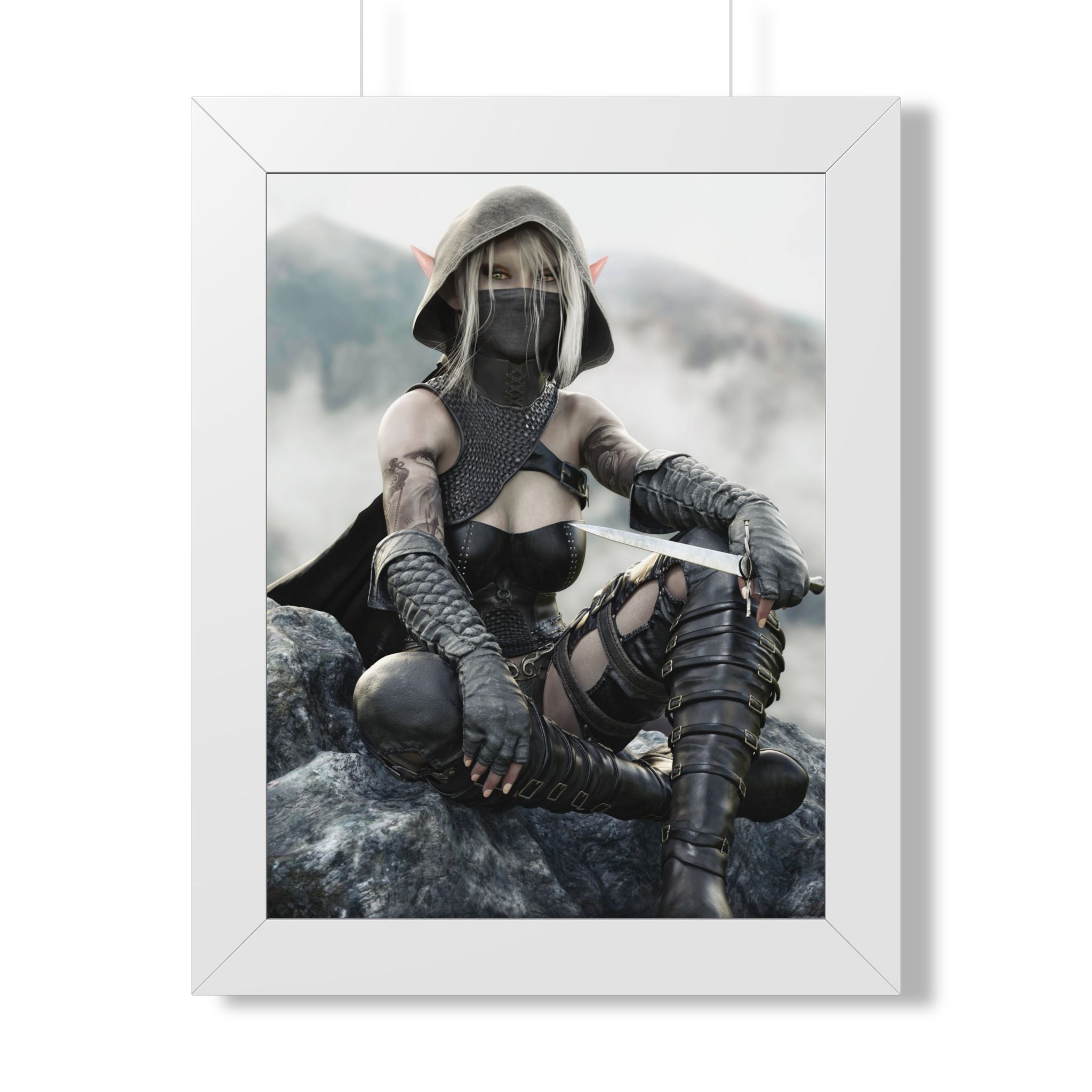 Framed Poster — Fantasy Rogue Assassin Art Print- No AI - Human created illustration art