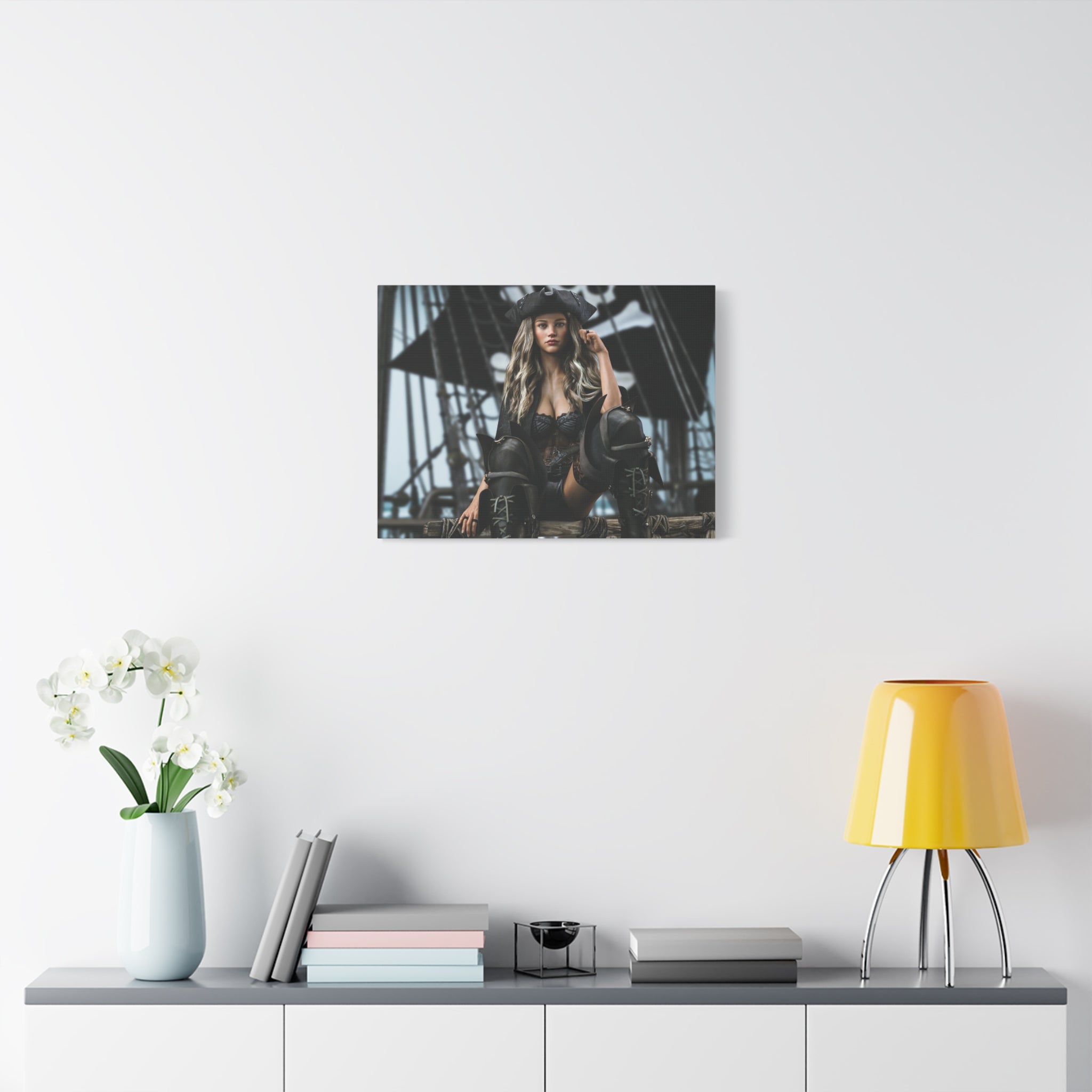Pirate Queen Canva Wall Art – Hand-Crafted Fantasy Pirate Illustration