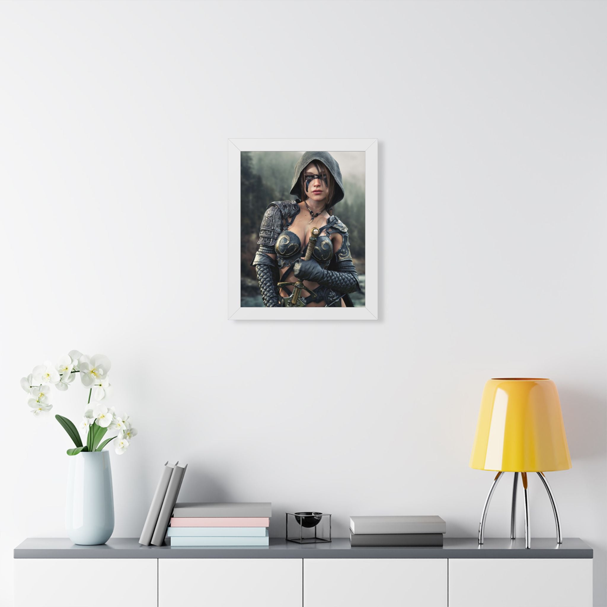 Fantasy Ranger Warrior Framed Poster — Female Armored Rogue Wall Art
