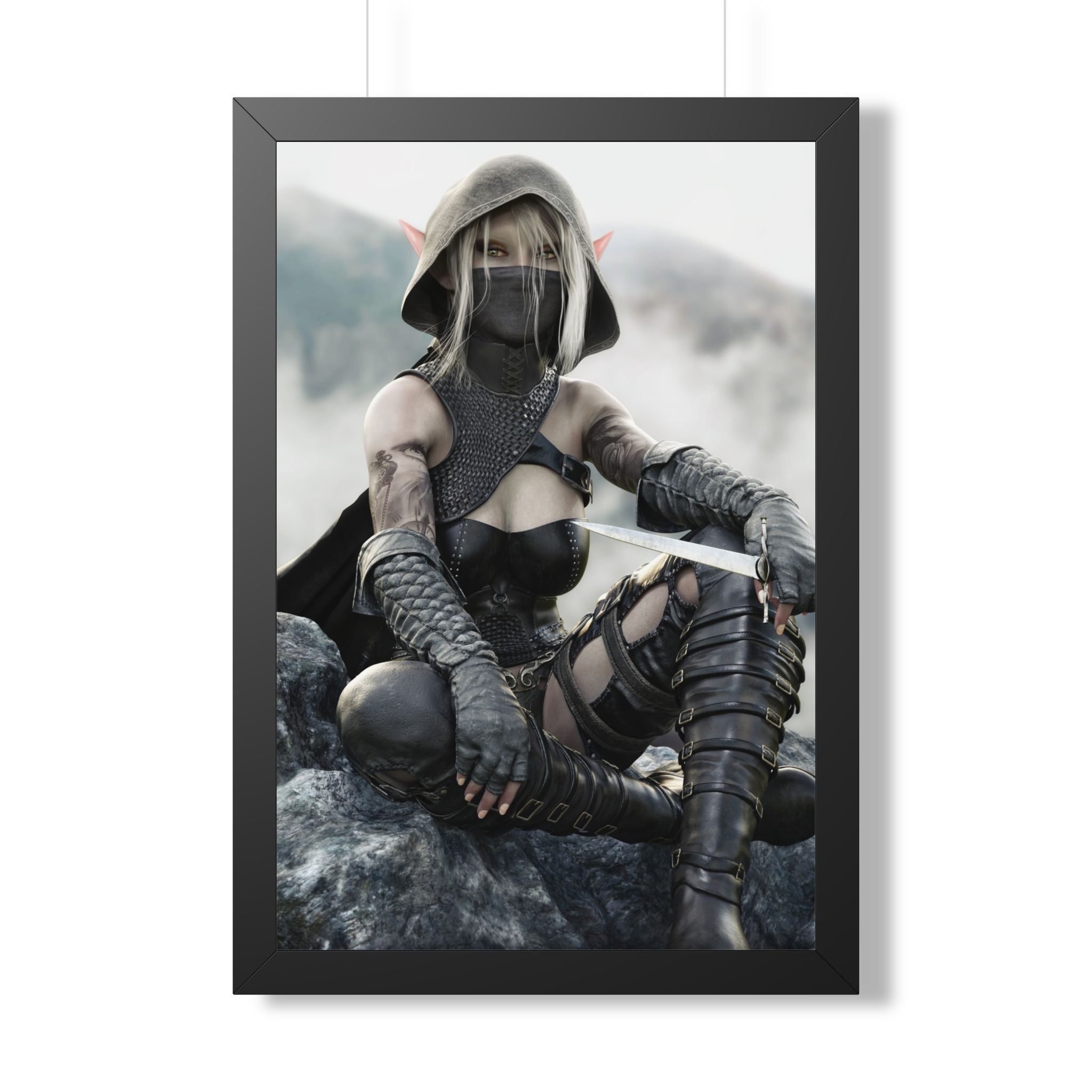 Framed Poster — Fantasy Rogue Assassin Art Print- No AI - Human created illustration art