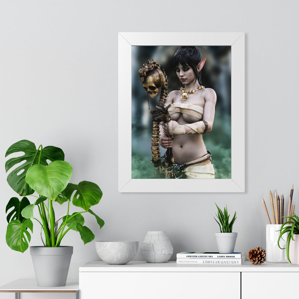 Dark Elf Necromancer Wall Art – Hand-Crafted Fantasy Illustration
