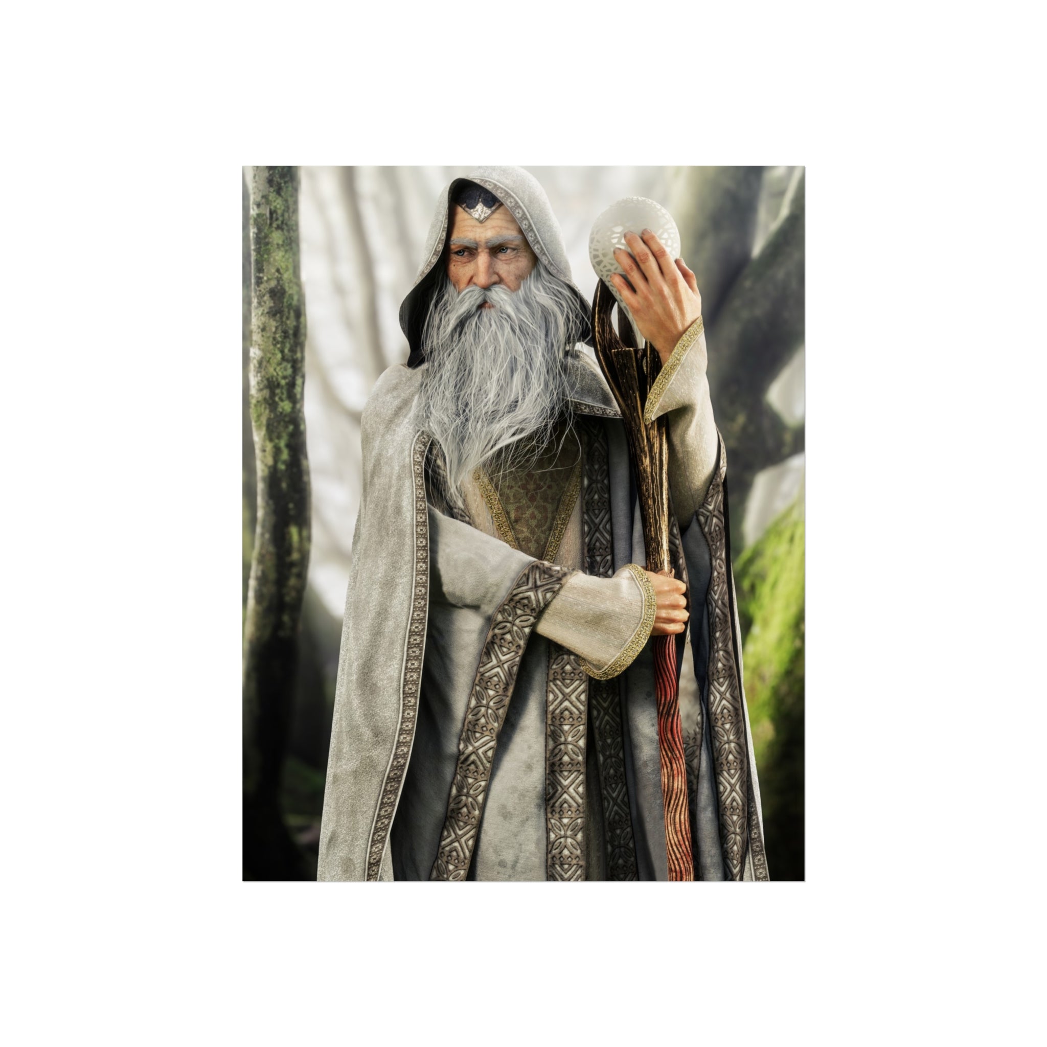 Wizard Fine Art Poster — Mystical Forest Sorcerer Wall Art Print