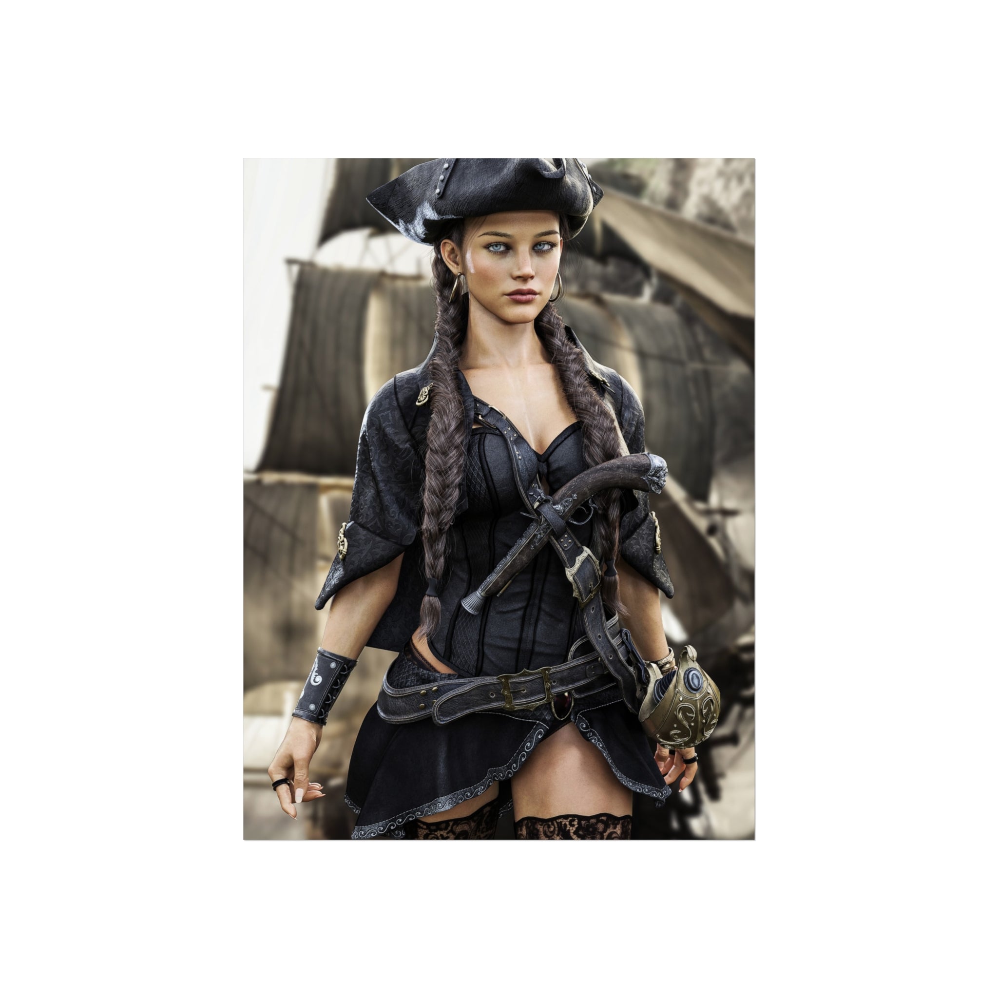 Pirate Captain Fine Art Poster – Gothic Nautical Wall Art - No AI - Human created illustration art