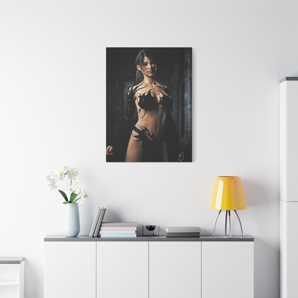 Fantasy Sorceress Woman Matte Canvas Print — Stretched 1.25"-No AI- Human created illustration art
