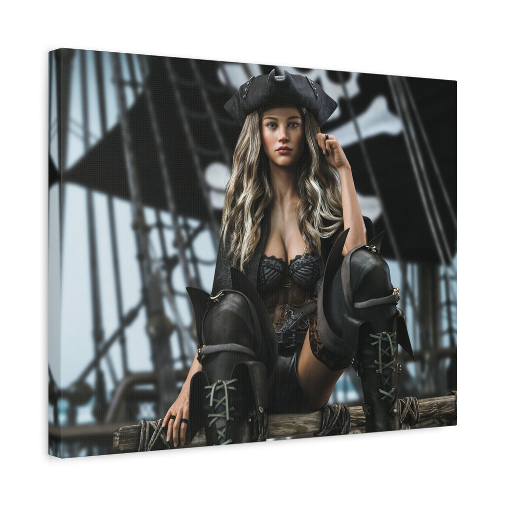 Pirate Queen Canva Wall Art – Hand-Crafted Fantasy Pirate Illustration