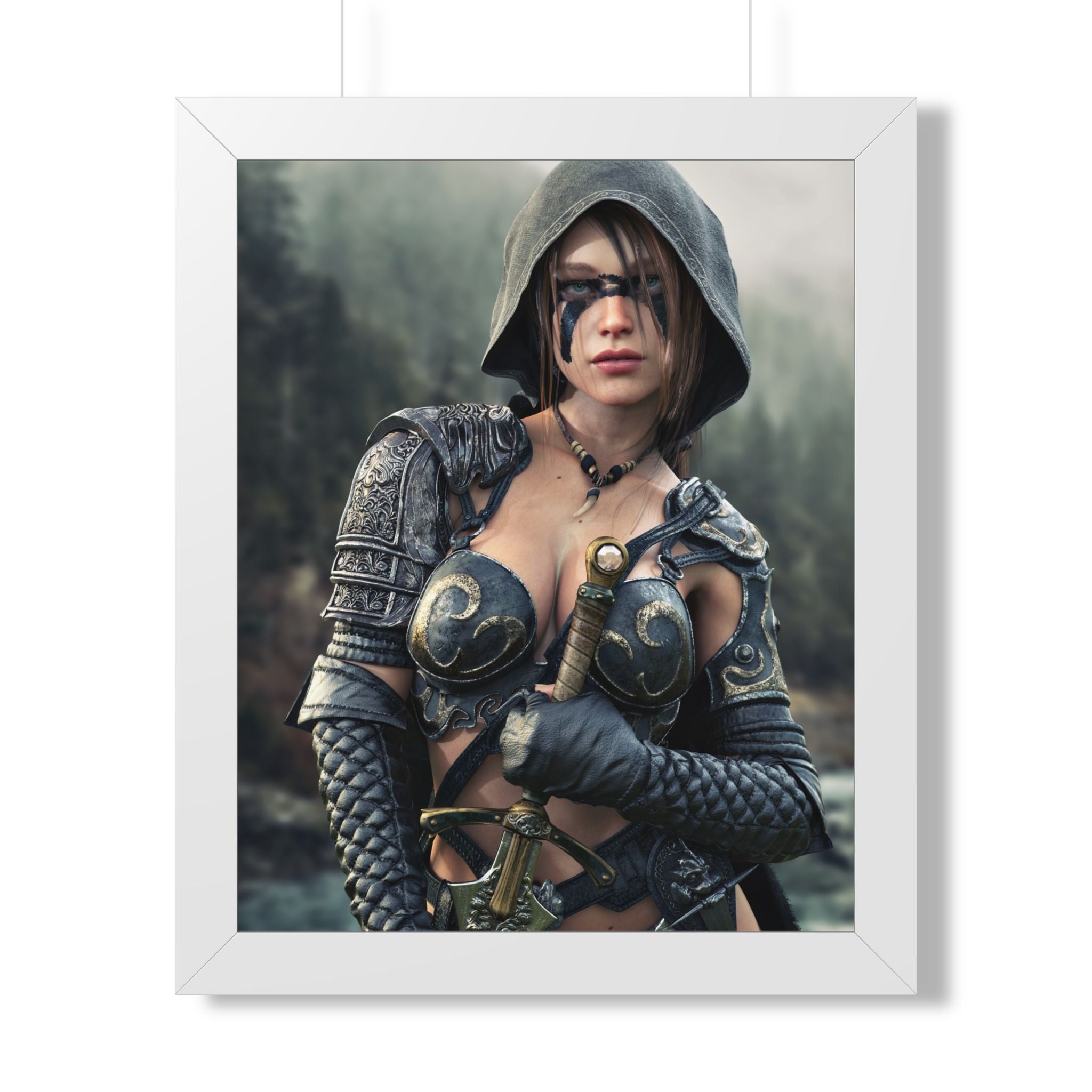Fantasy Ranger Warrior Framed Poster — Female Armored Rogue Wall Art