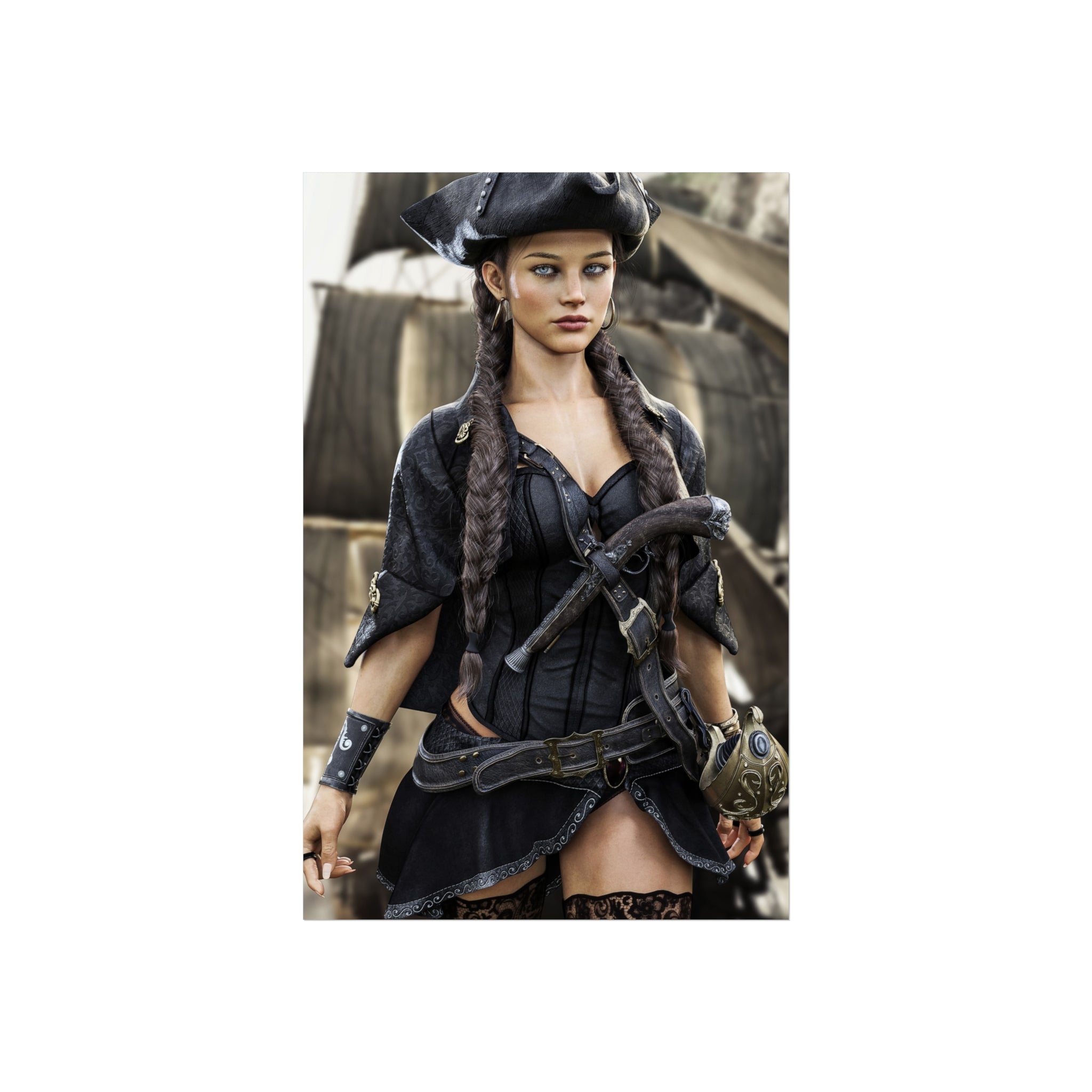 Pirate Captain Fine Art Poster – Gothic Nautical Wall Art - No AI - Human created illustration art