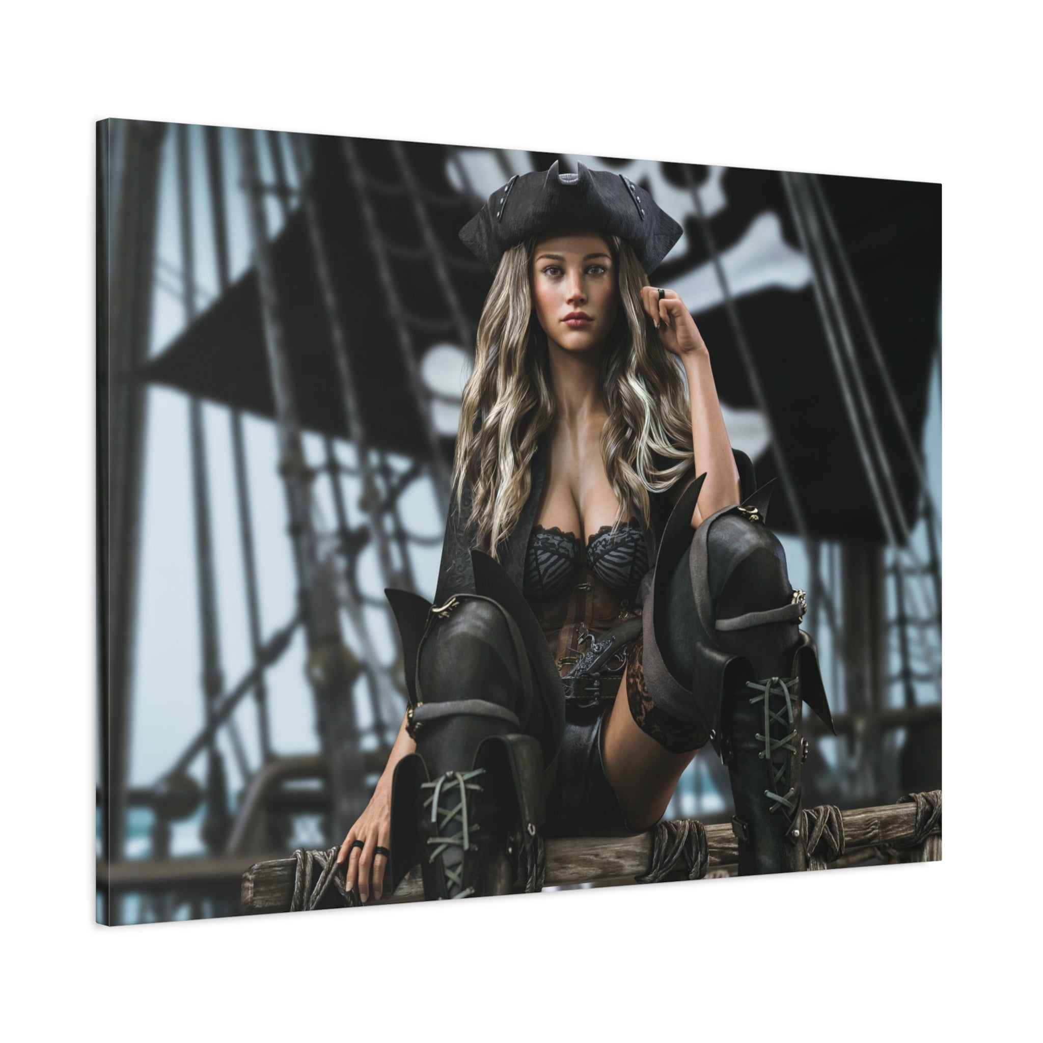 Pirate Queen Canva Wall Art – Hand-Crafted Fantasy Pirate Illustration