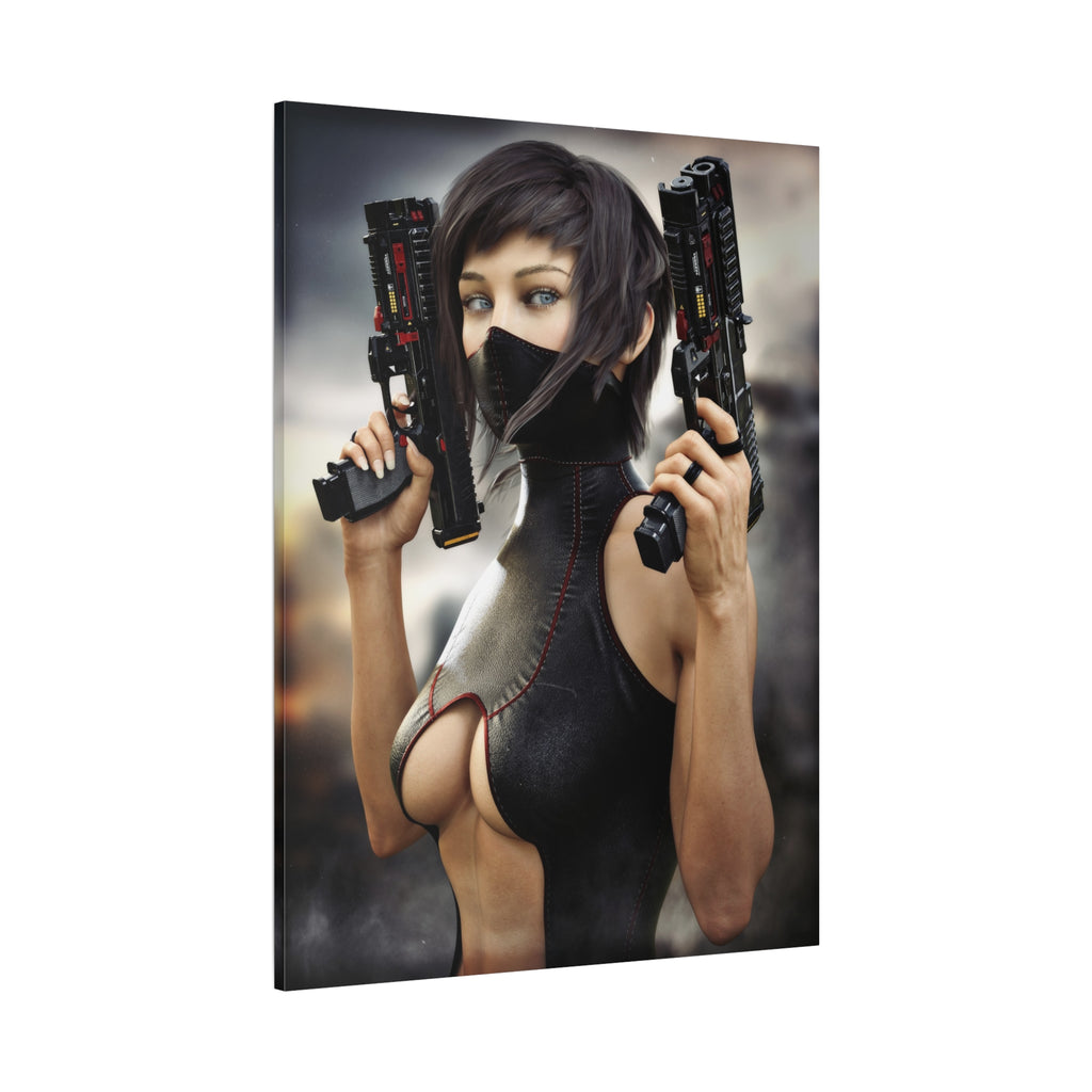Futuristic Assassin Matte Canvas Wall Art - No Ai- Human created illustration art