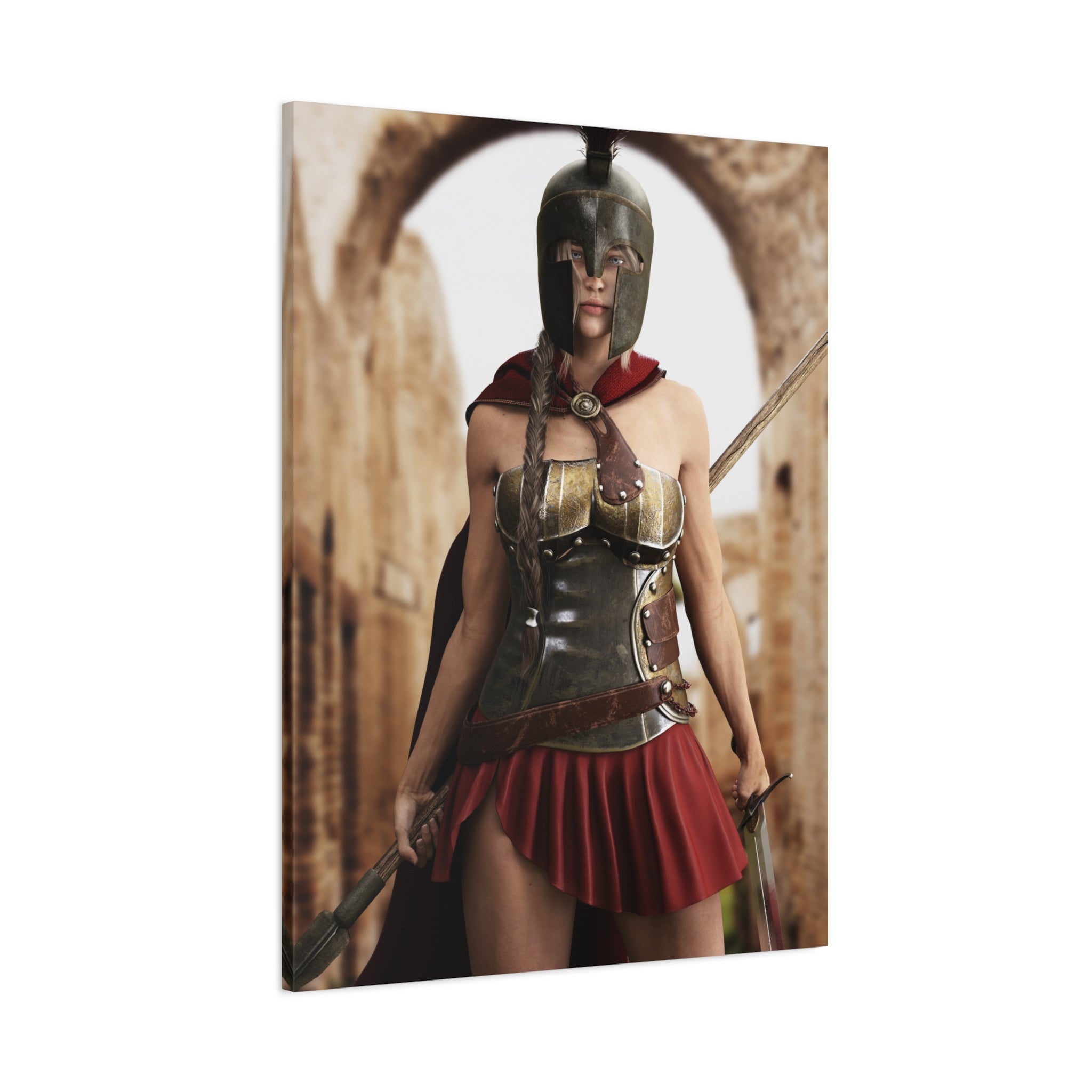 Spartan Female Warrior Canvas Wall Art