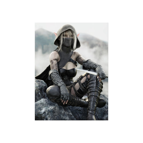 Dark Elf Assassin Fine Art Poster — Fantasy Rogue Wall Art - No Ai - Human created illustration art