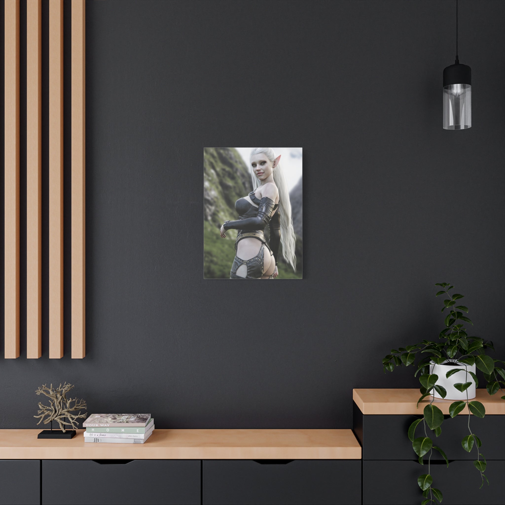 Fantasy Elf Warrior Canvas Print — Matte Stretched Wall Art- No AI - Human created illustration art