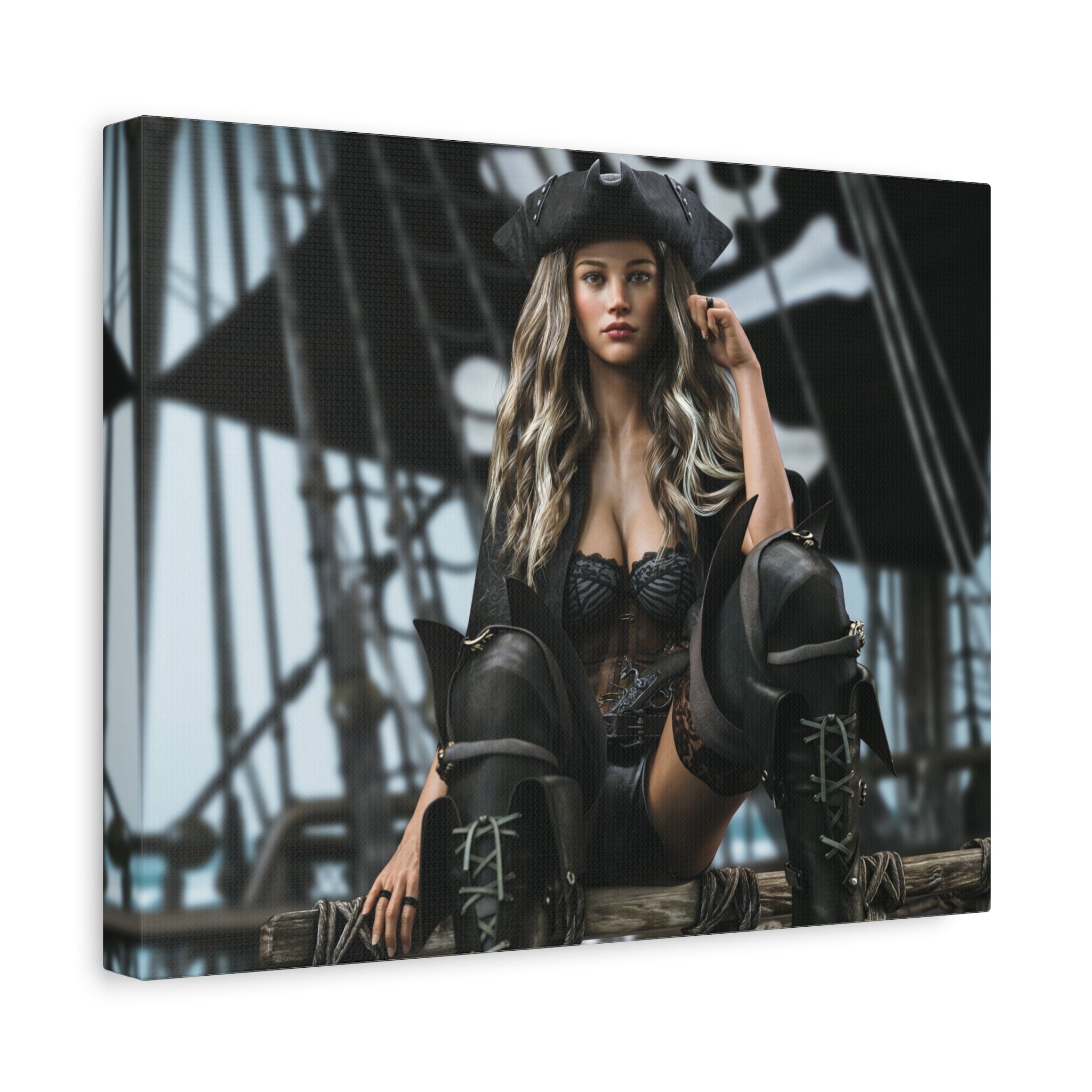 Pirate Queen Canva Wall Art – Hand-Crafted Fantasy Pirate Illustration