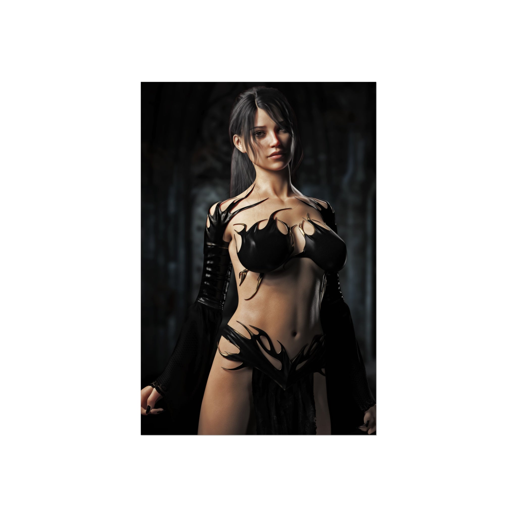 Fine Art Poster — Dark Fantasy Female Sorceress Portrait_No AI- Human created illustration art