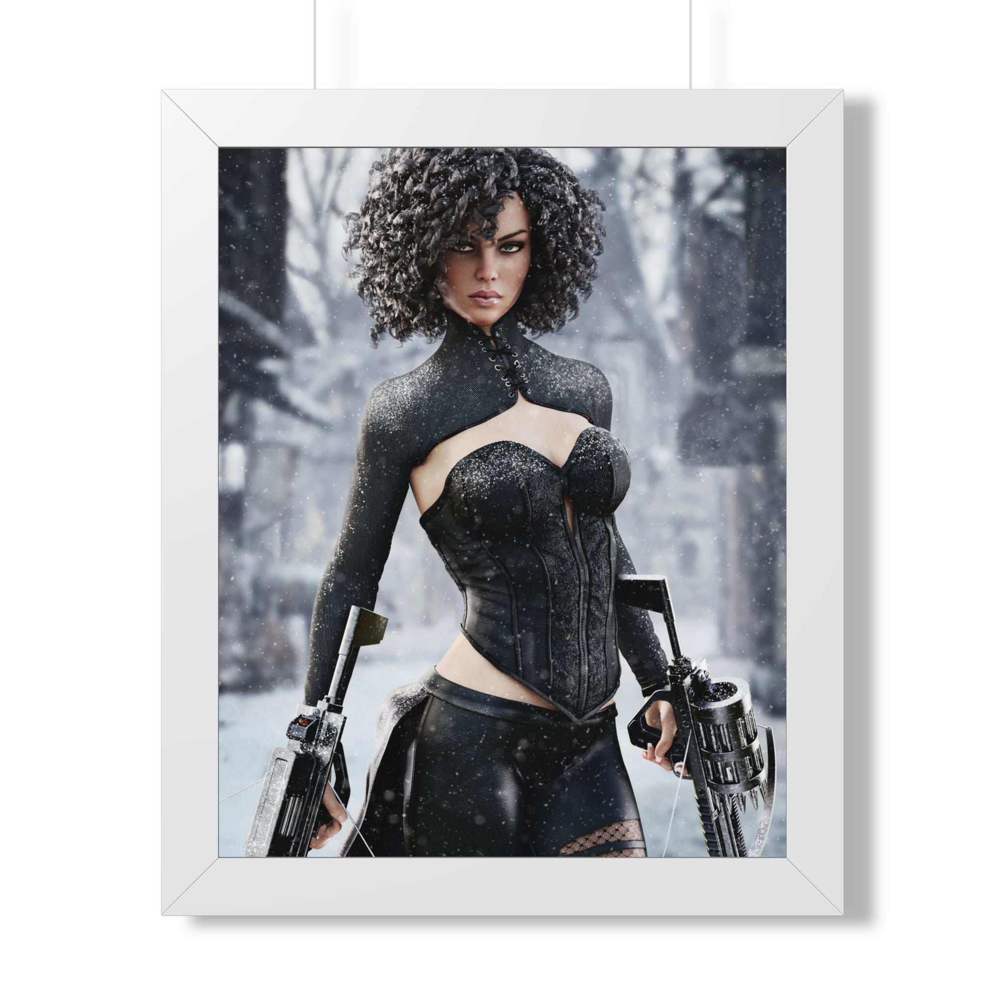 Framed Poster — Female Huntress - No AI - Human created illustration art