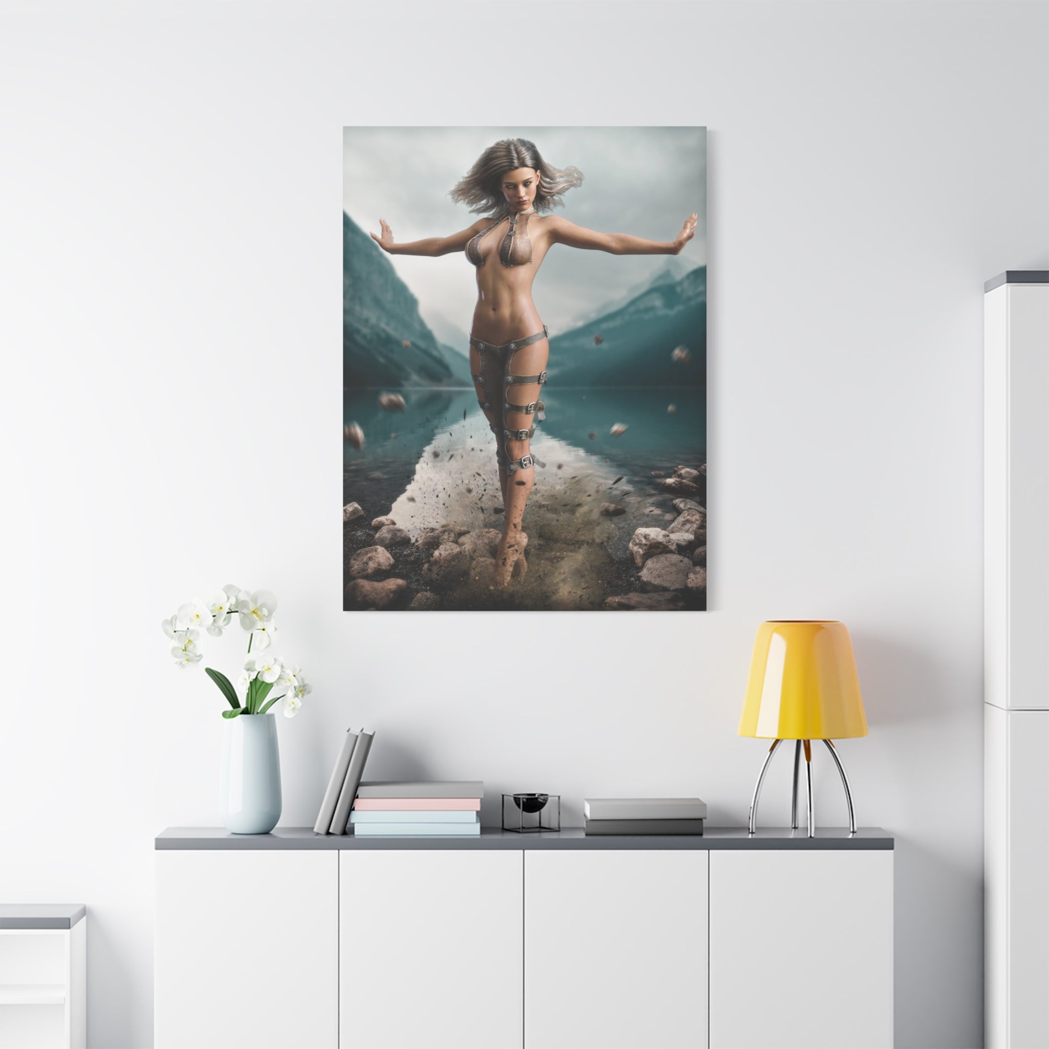 Fantasy Goddess Canvas Print — Mystical Sorceress Matte Stretched Wall Art -No AI- Human created illustration art